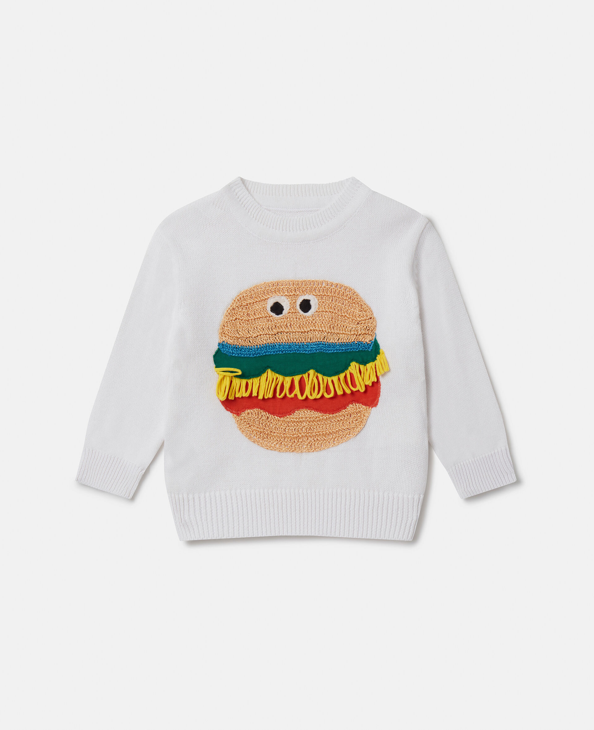 Pull en intarsia à imprimé burger légumes-Cream-large image number 0