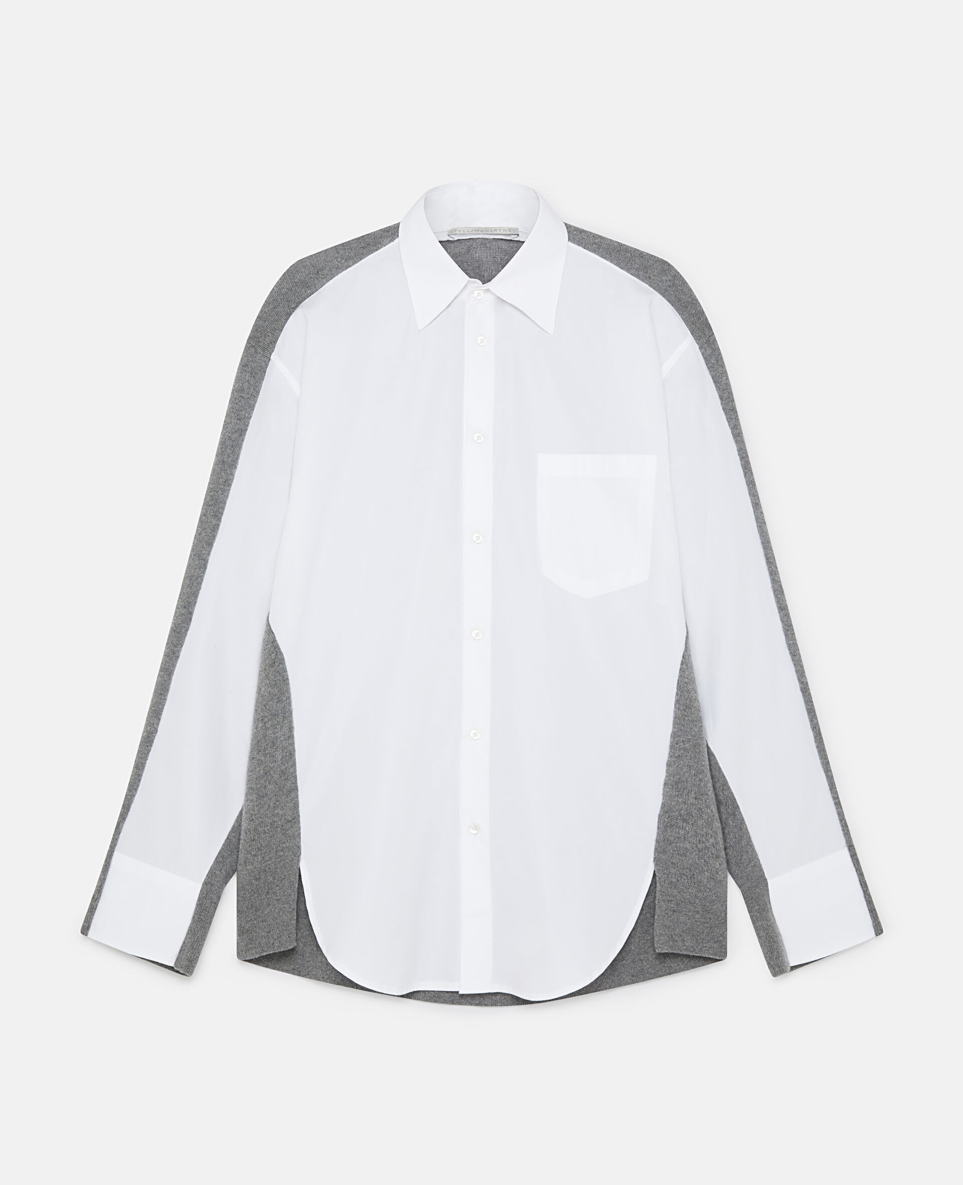 Shirting Details Long Sleeve Sweater-Grey-large image number 0