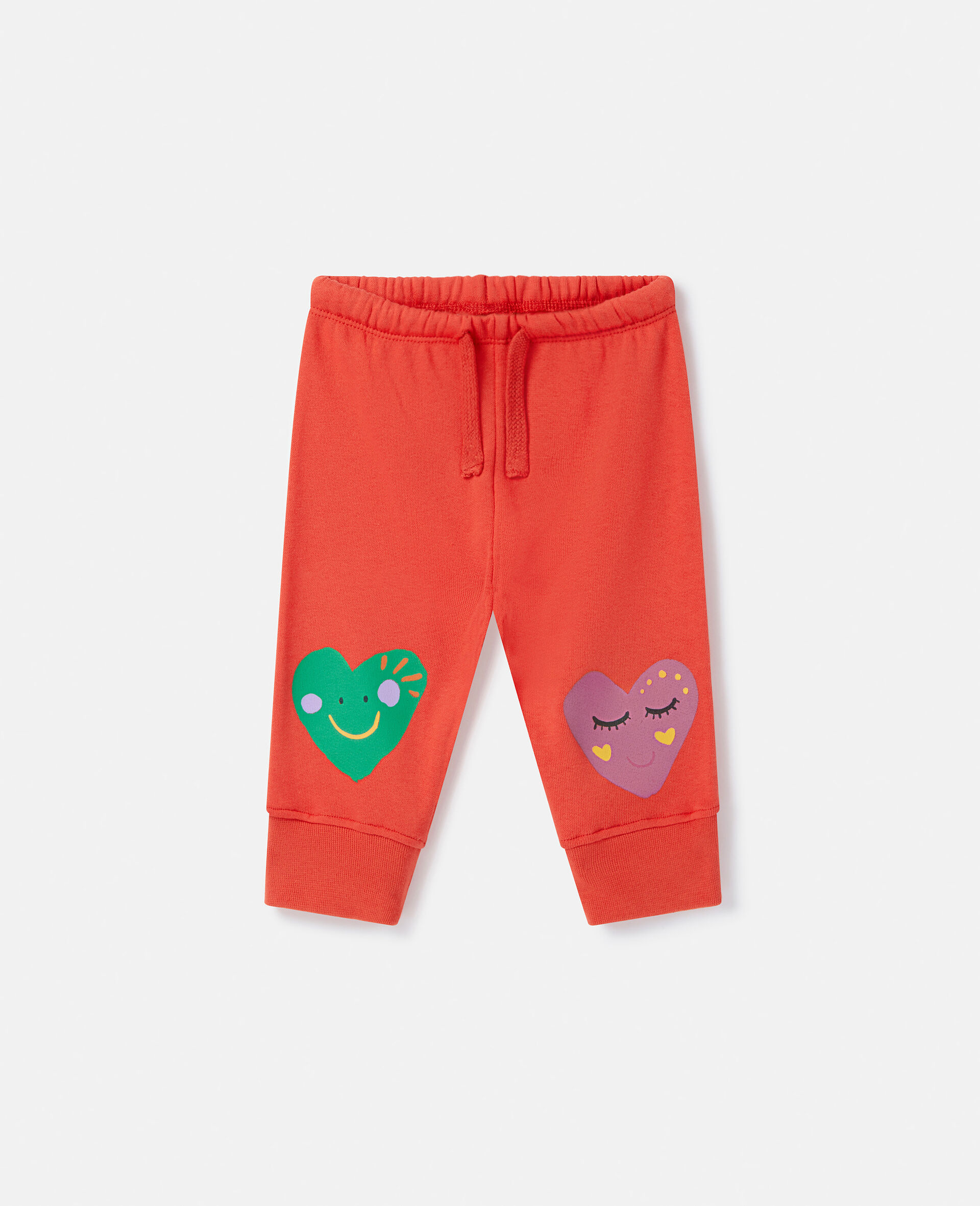 Pantalon de jogging avec empiècement aux genoux et cœur souriant-Rouge-large image number 0
