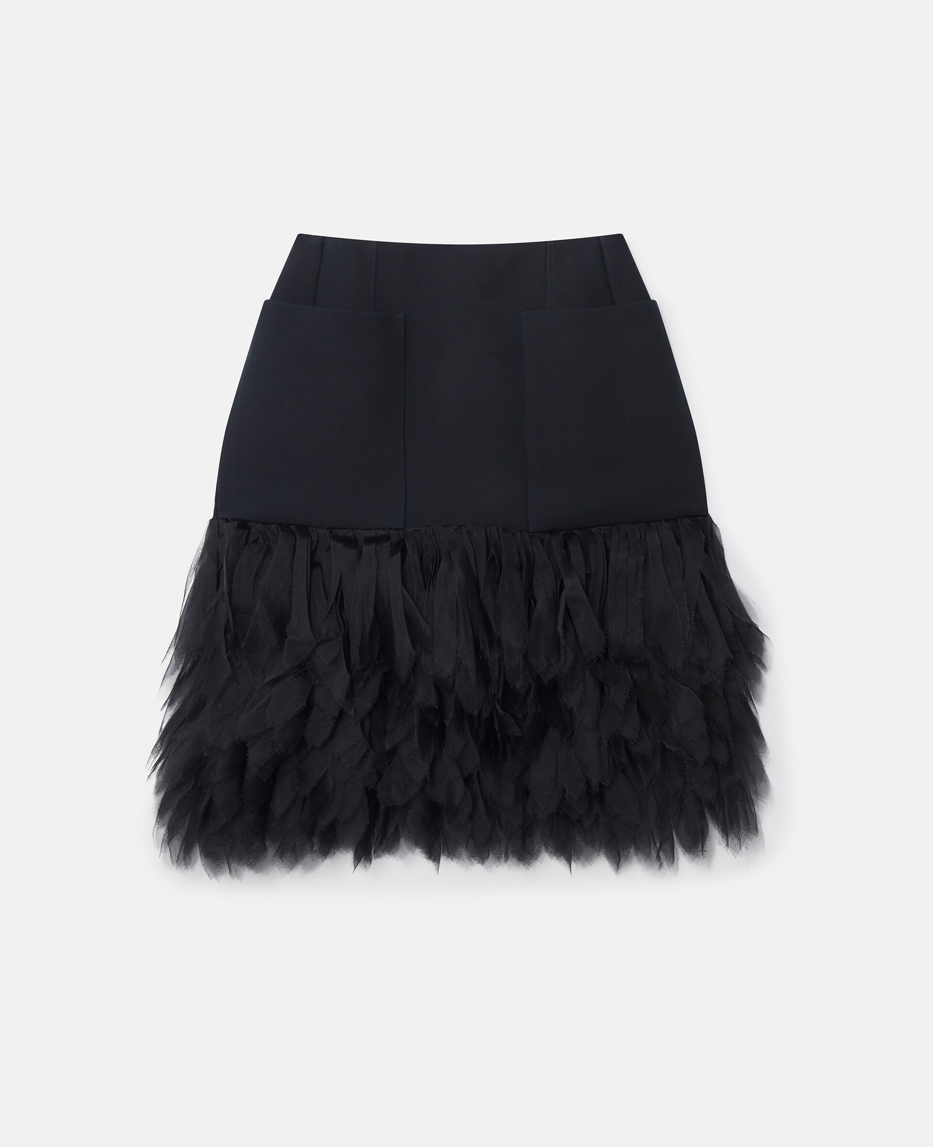 High-Rise Feather Midi Skirt-Black-large image number 0