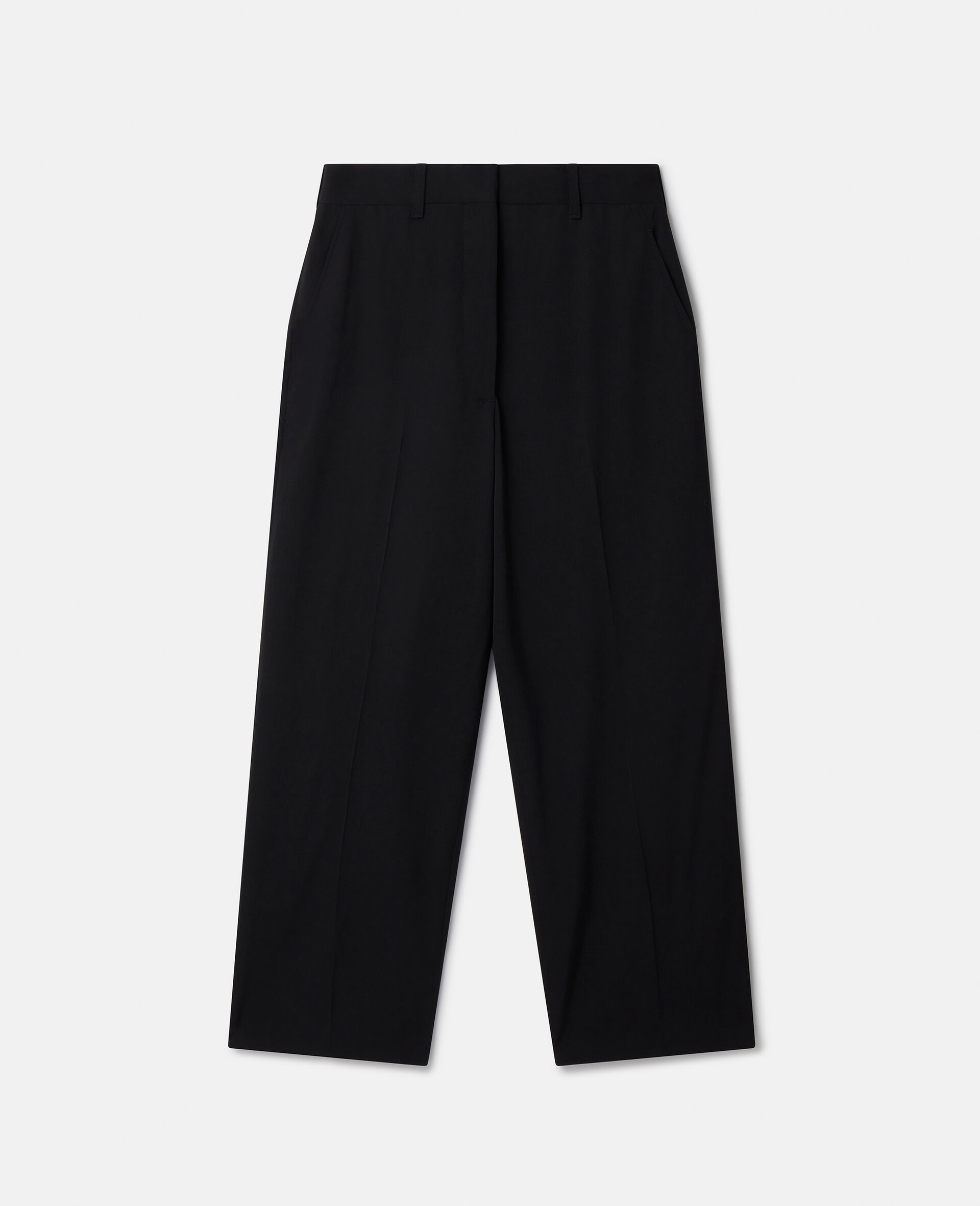 Cropped Tailored Wool Trousers-Black-large image number 0