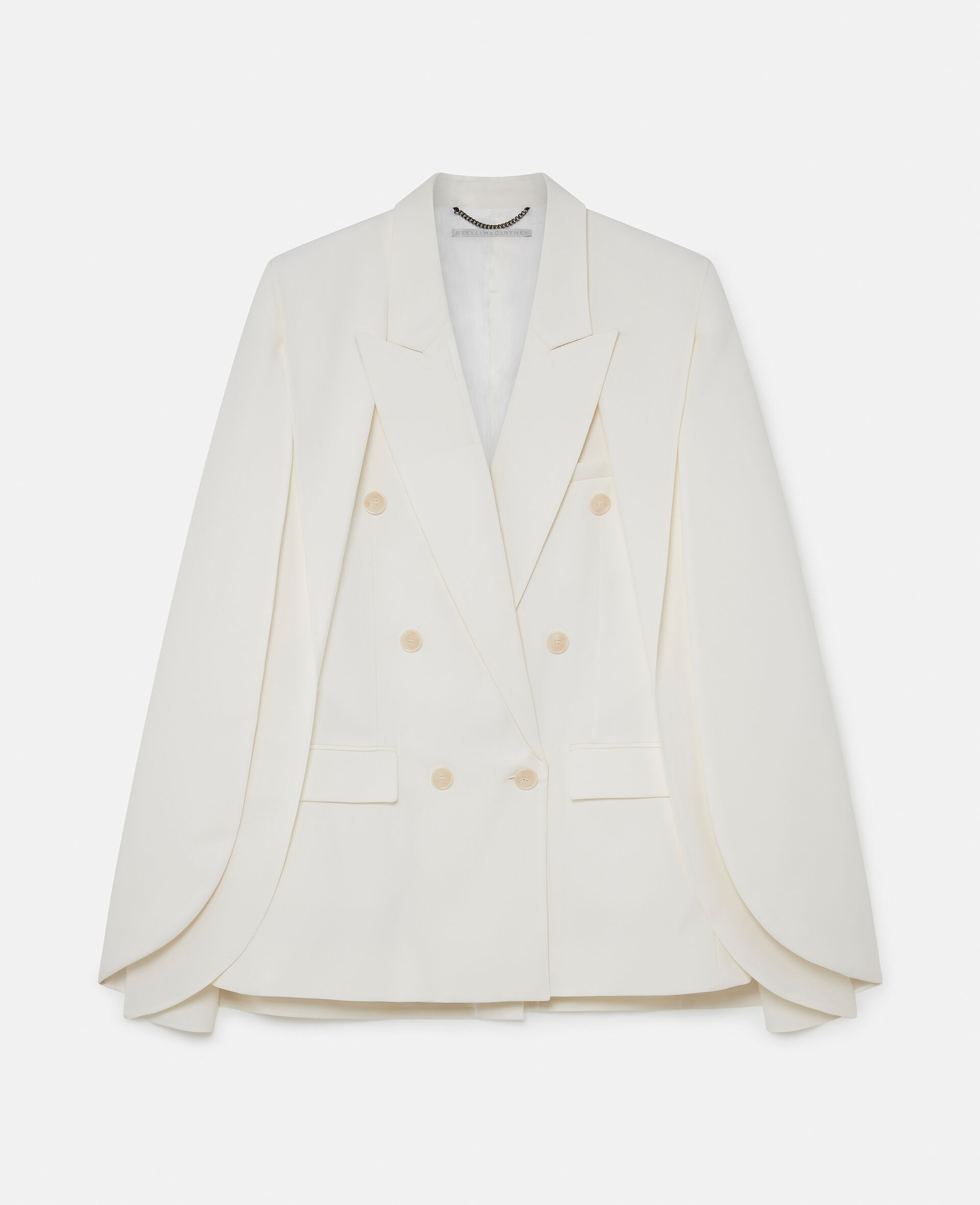 Zweireihiger Wollblazer mit Cape Aermeln-Cream-large image number 0