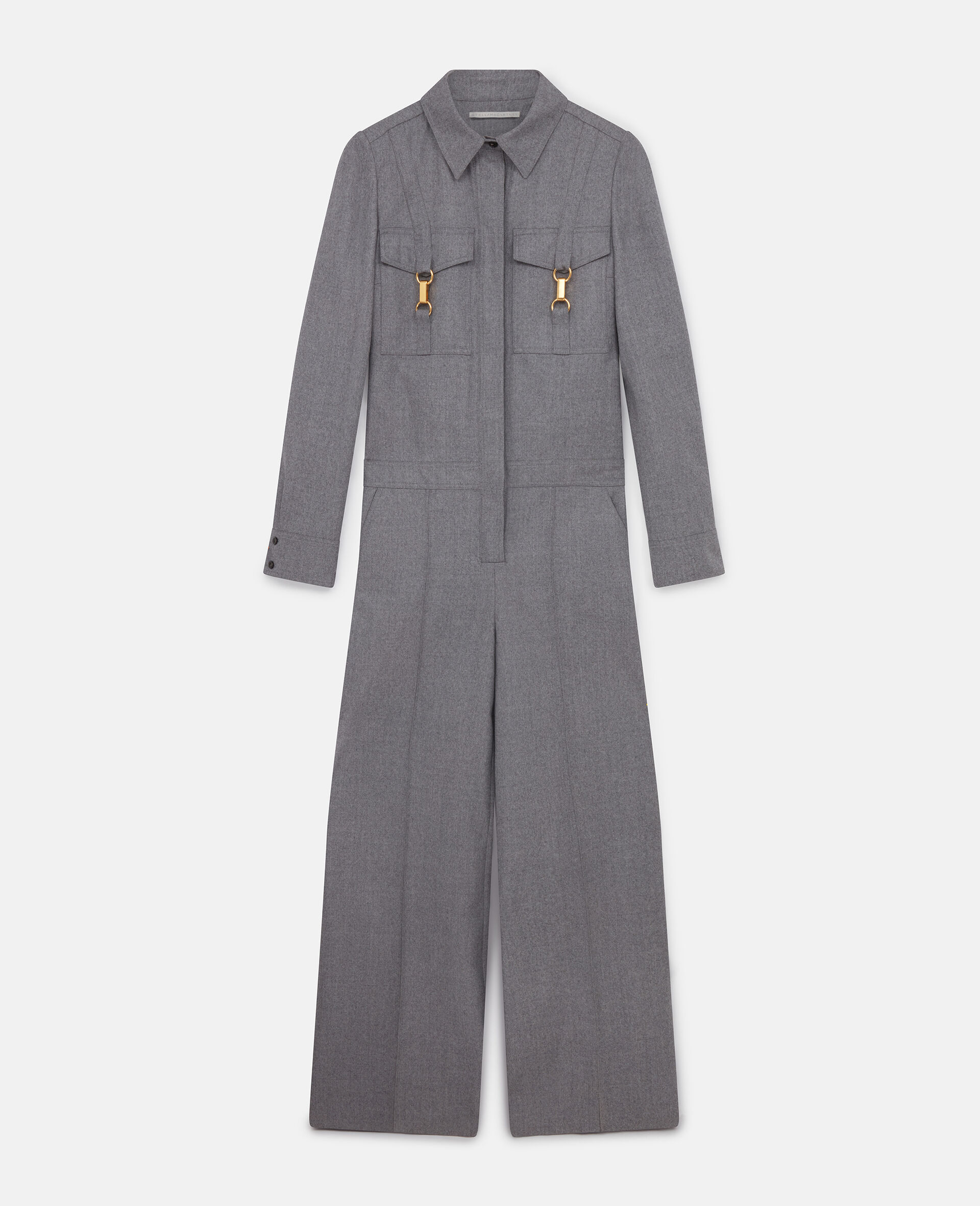 Clasp-Embellished Wool Jumpsuit-Grey-large image number 0
