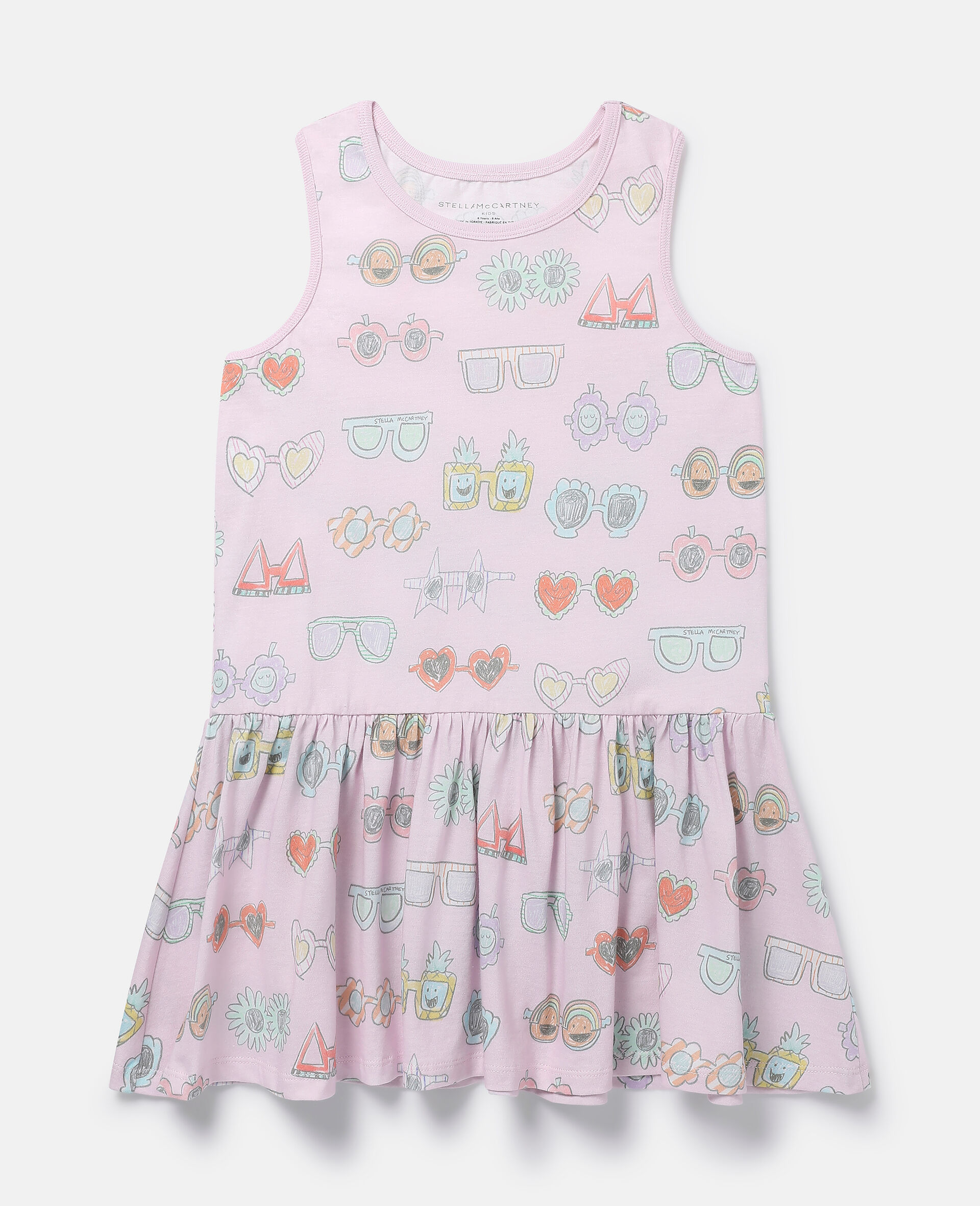 Sunglasses Doodle Print Sleeveless Dress-Pink-large image number 0