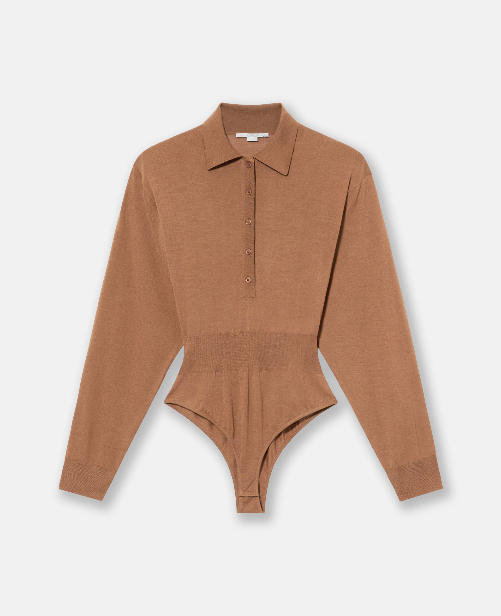 Strong Shoulder Long-Sleeve Bodysuit-Brown-large image number 0