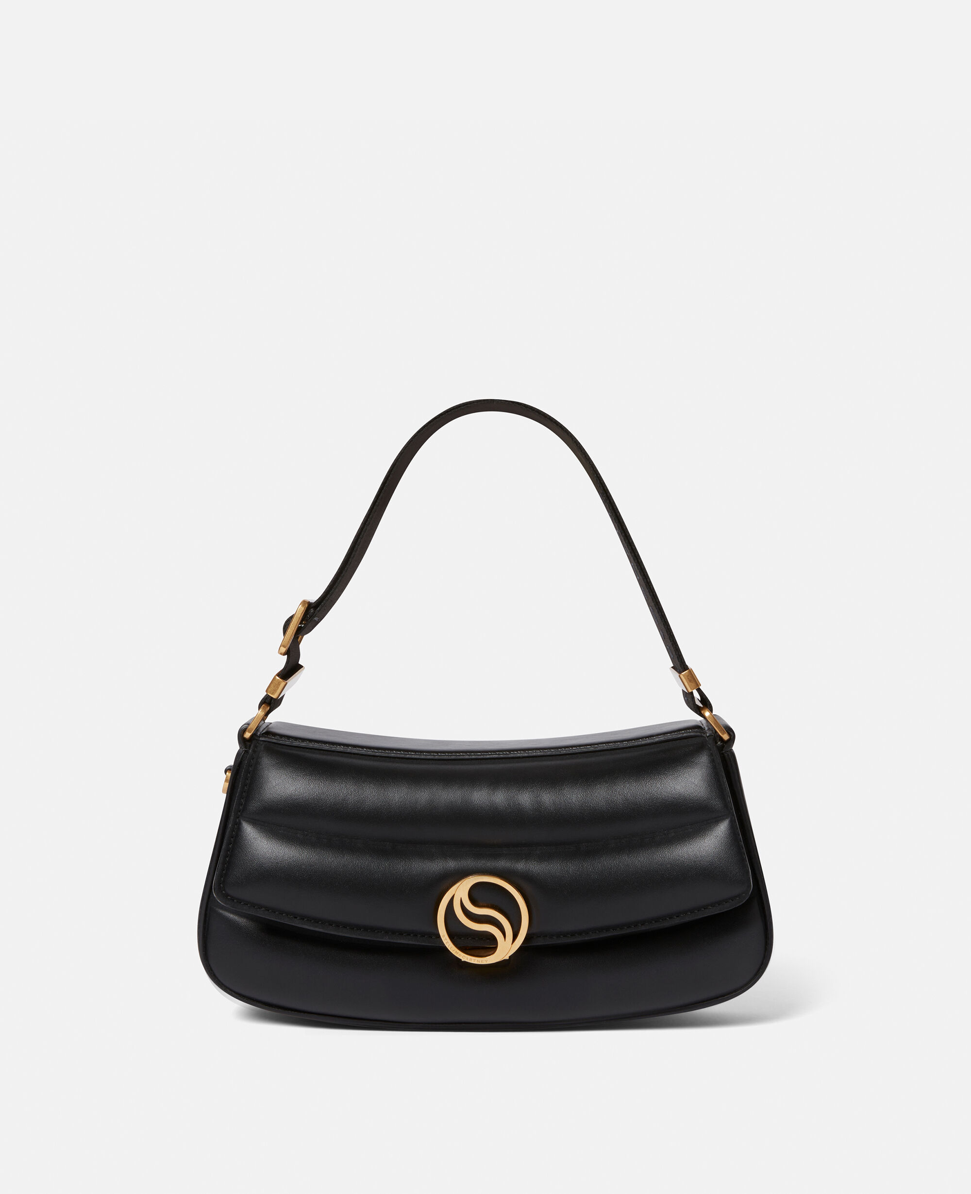 Women Black S-Wave Padded Shoulder Bag | Stella McCartney US
