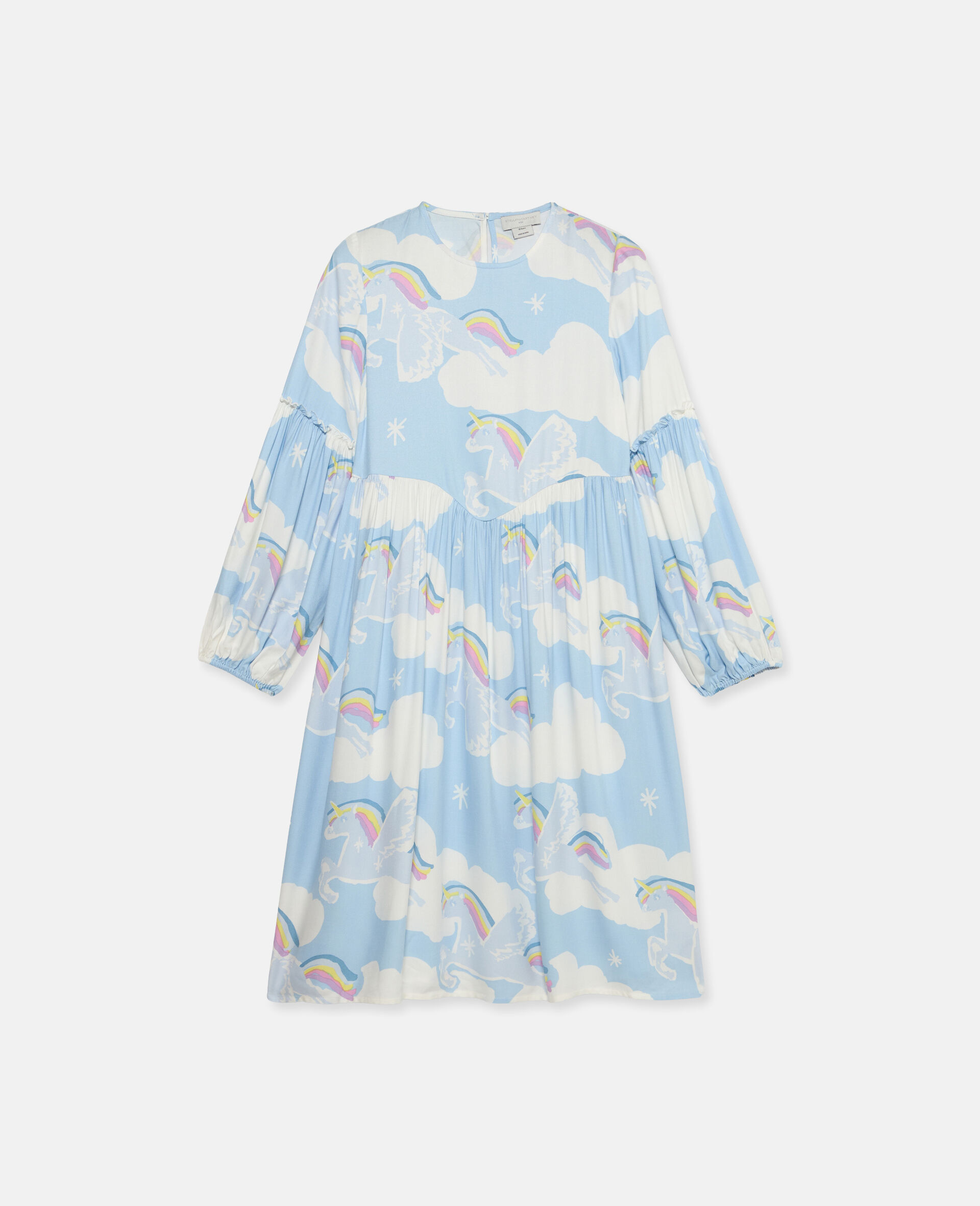 Rainbow Unicorn Cloud Print Skater Dress-Multicolour-large image number 0