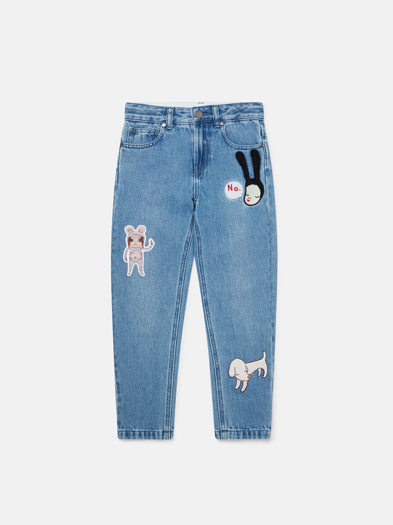 Kids Blue Yoshitomo Nara Patch Embroidery Jeans | Stella McCartney CA