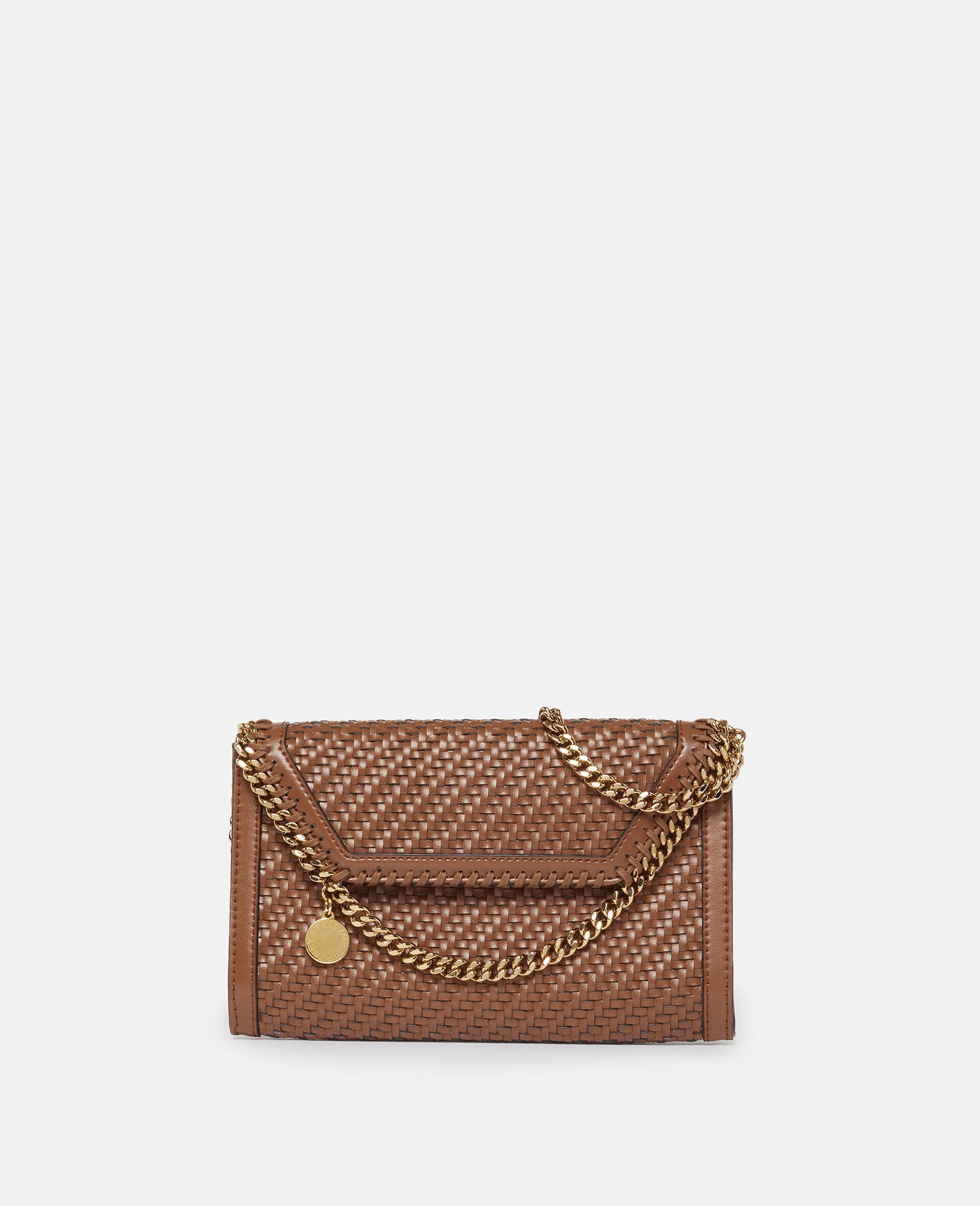 Falabella Woven Wallet Crossbody Bag-Brown-model
