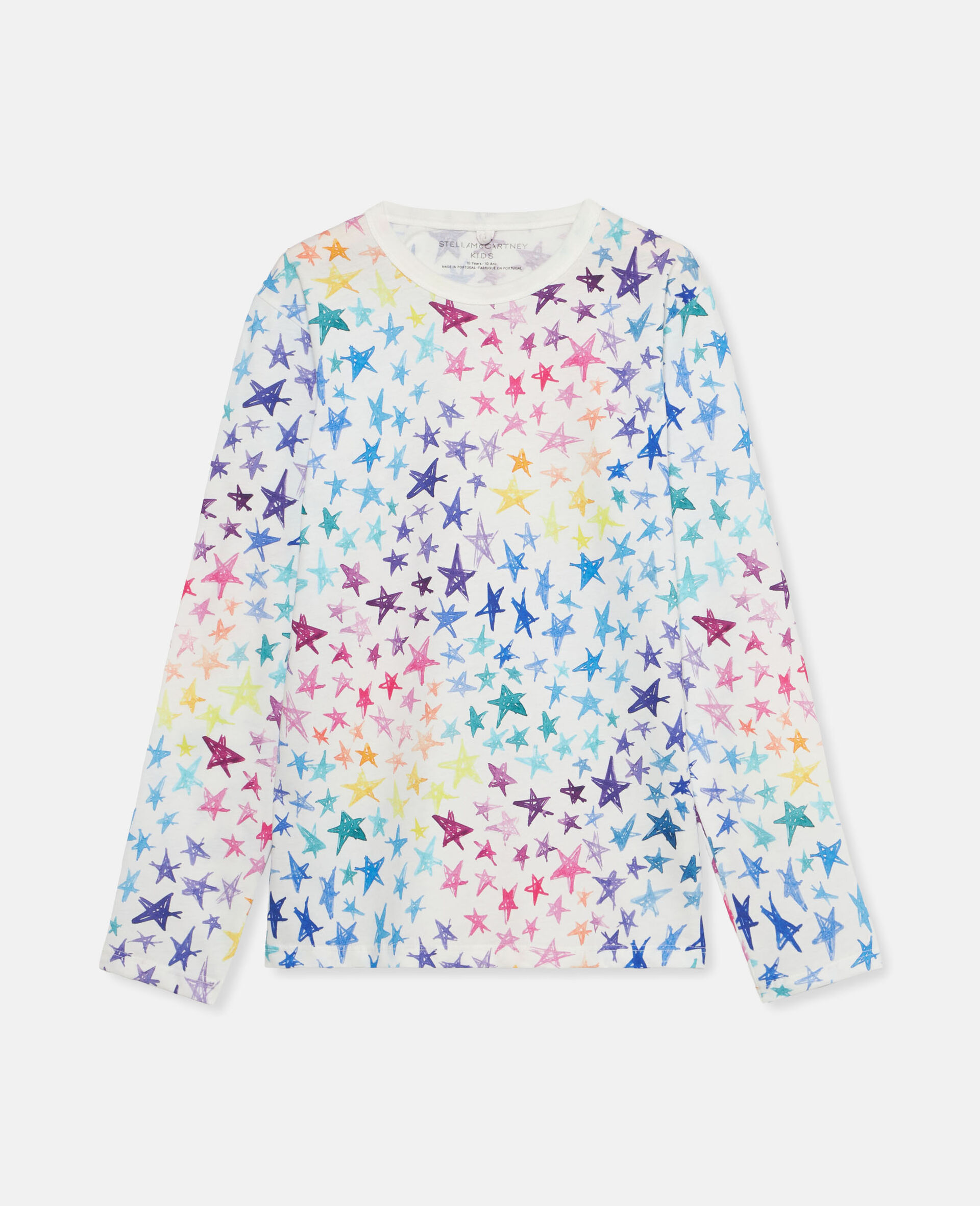 Scribbled Star Print Long Sleeve T-Shirt-Multicolour-large image number 0