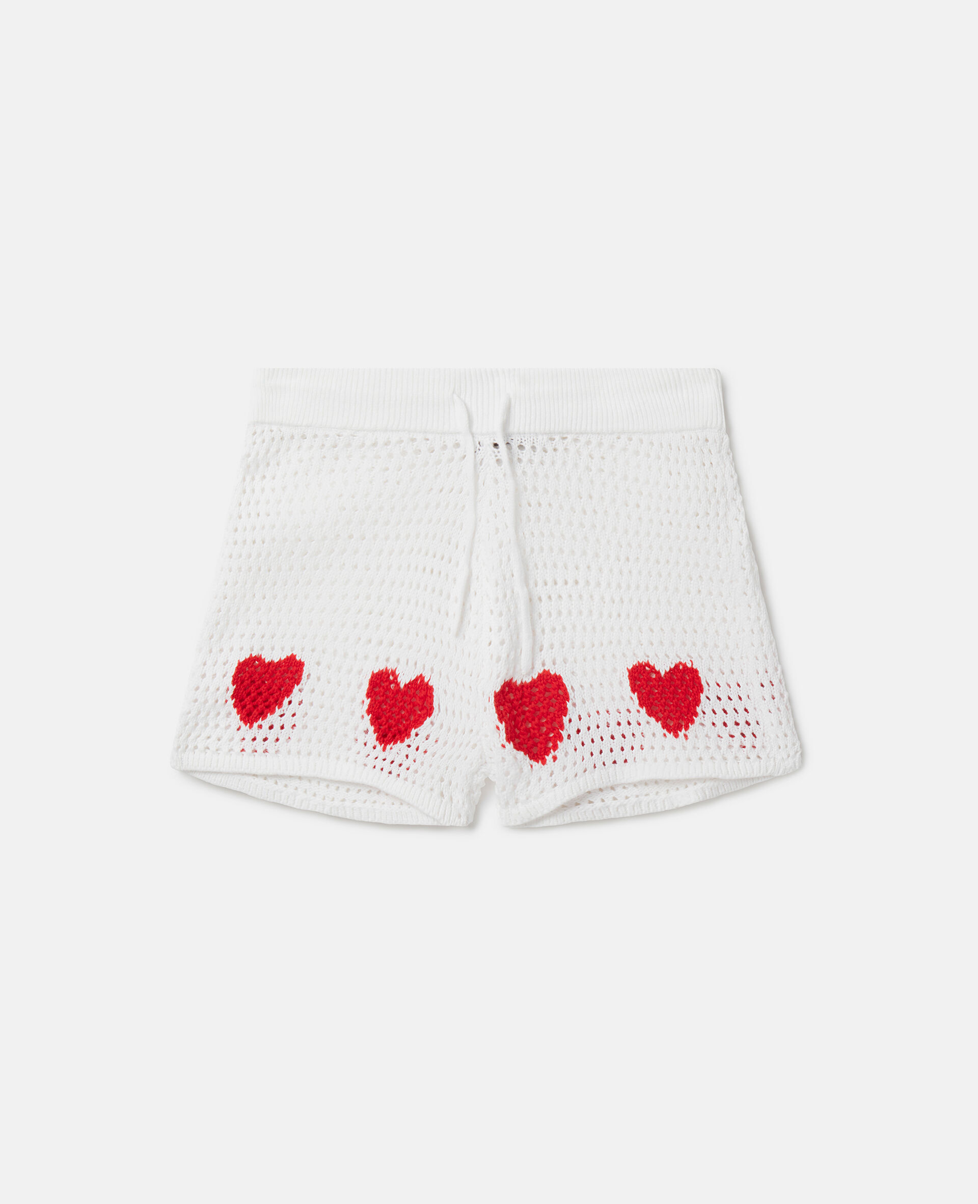 Shorts con cuore all’uncinetto-Bianco-model