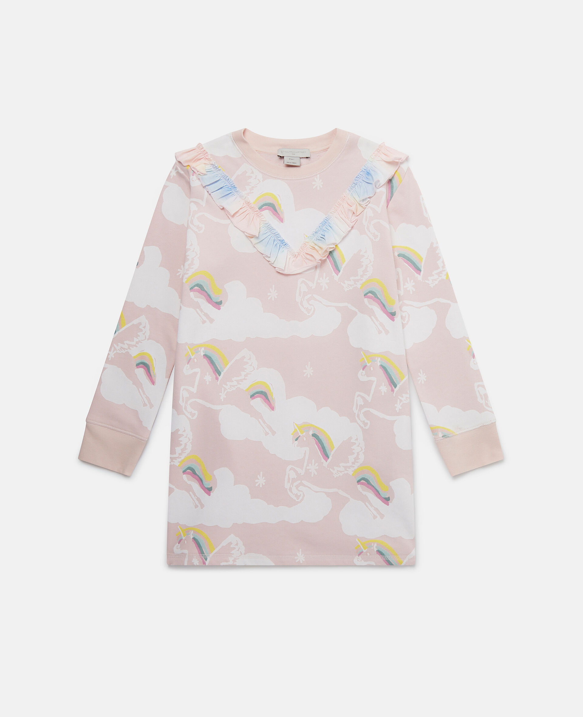 Rainbow Unicorn Cloud Print Sweater Dress-Blue-large image number 0