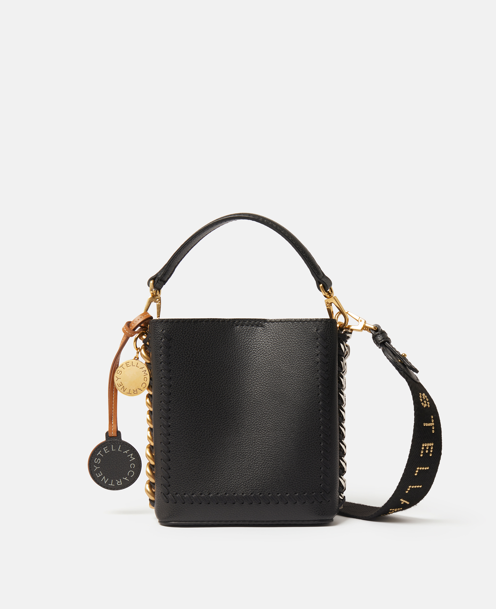 Stella Mccartney Frayme Mirum Mini Square Bucket Bag In Black