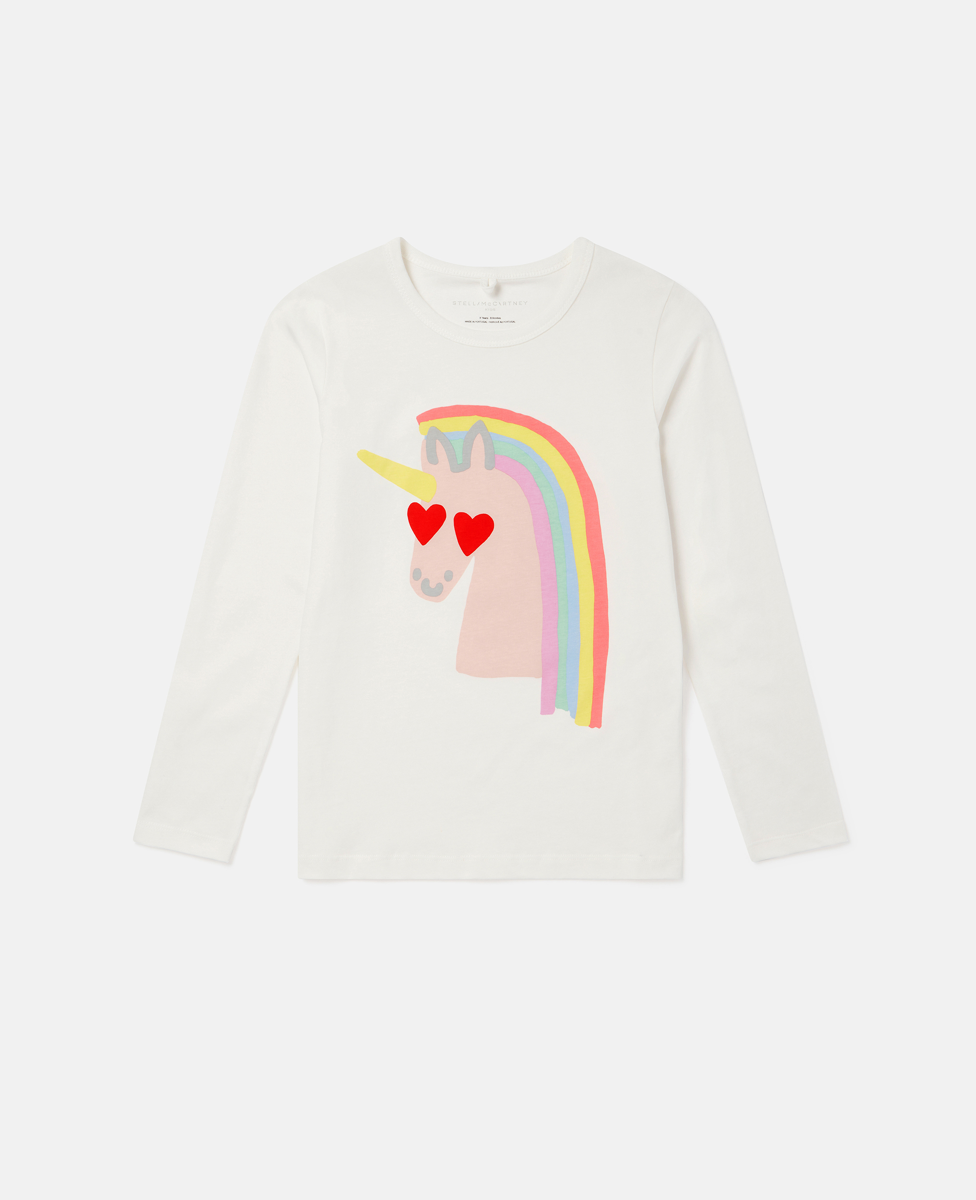 Shop Stella Mccartney Rainbow Unicorn Long Sleeve T-shirt In Ivory