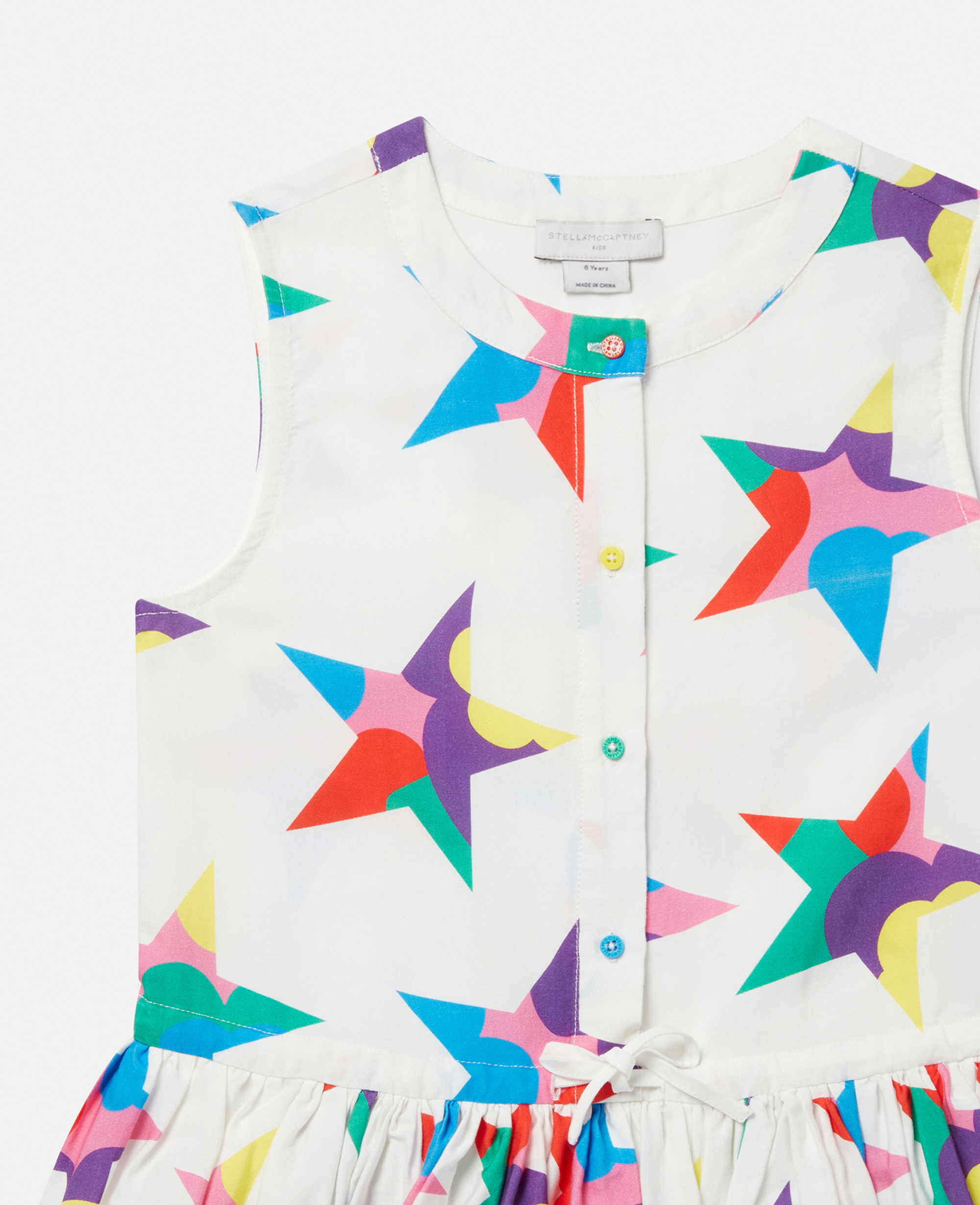 Stella Mccartney Star Print Sleeveless Shirt Dress In White Multicolour