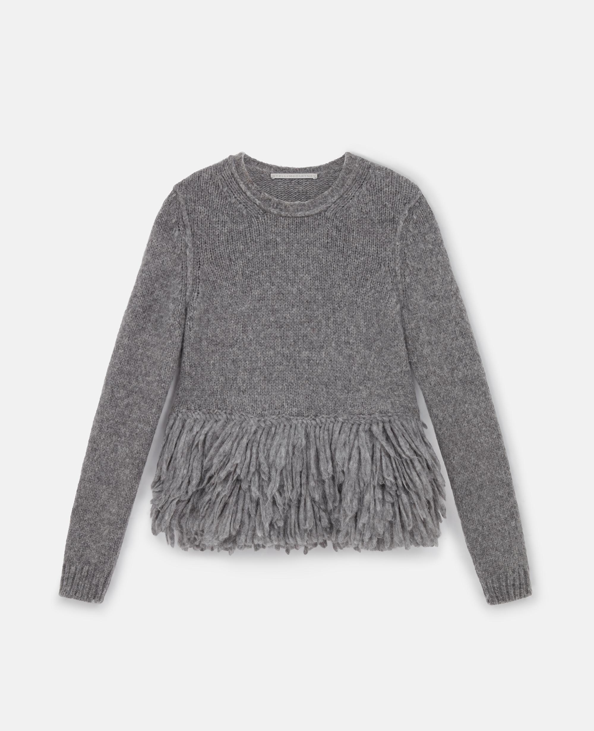 Shop Stella Mccartney Feather Peplum Wool Jumper In Mottled Gray