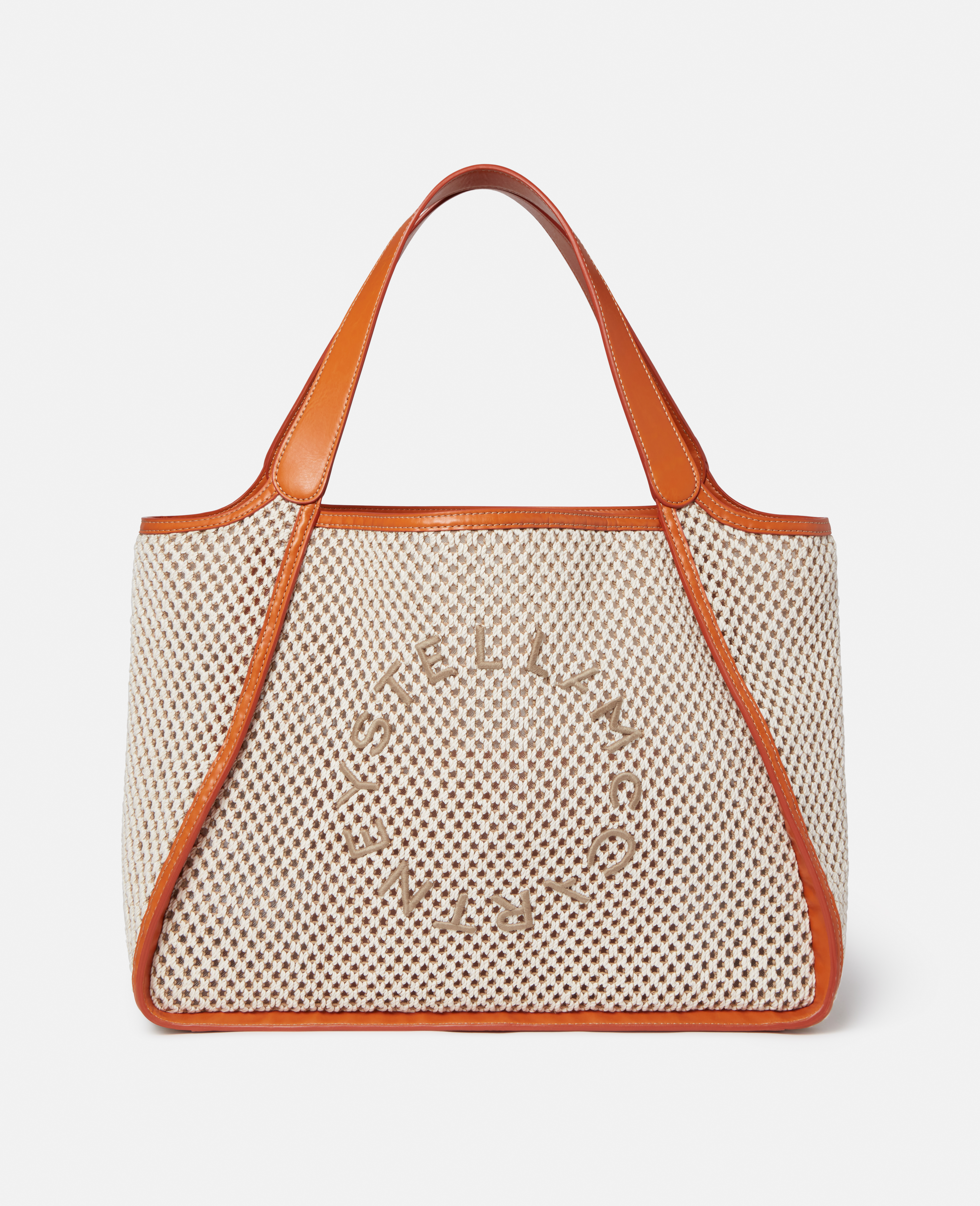 Stella Mccartney Stella Logo Rope Mesh Tote Bag In Ivory/beige