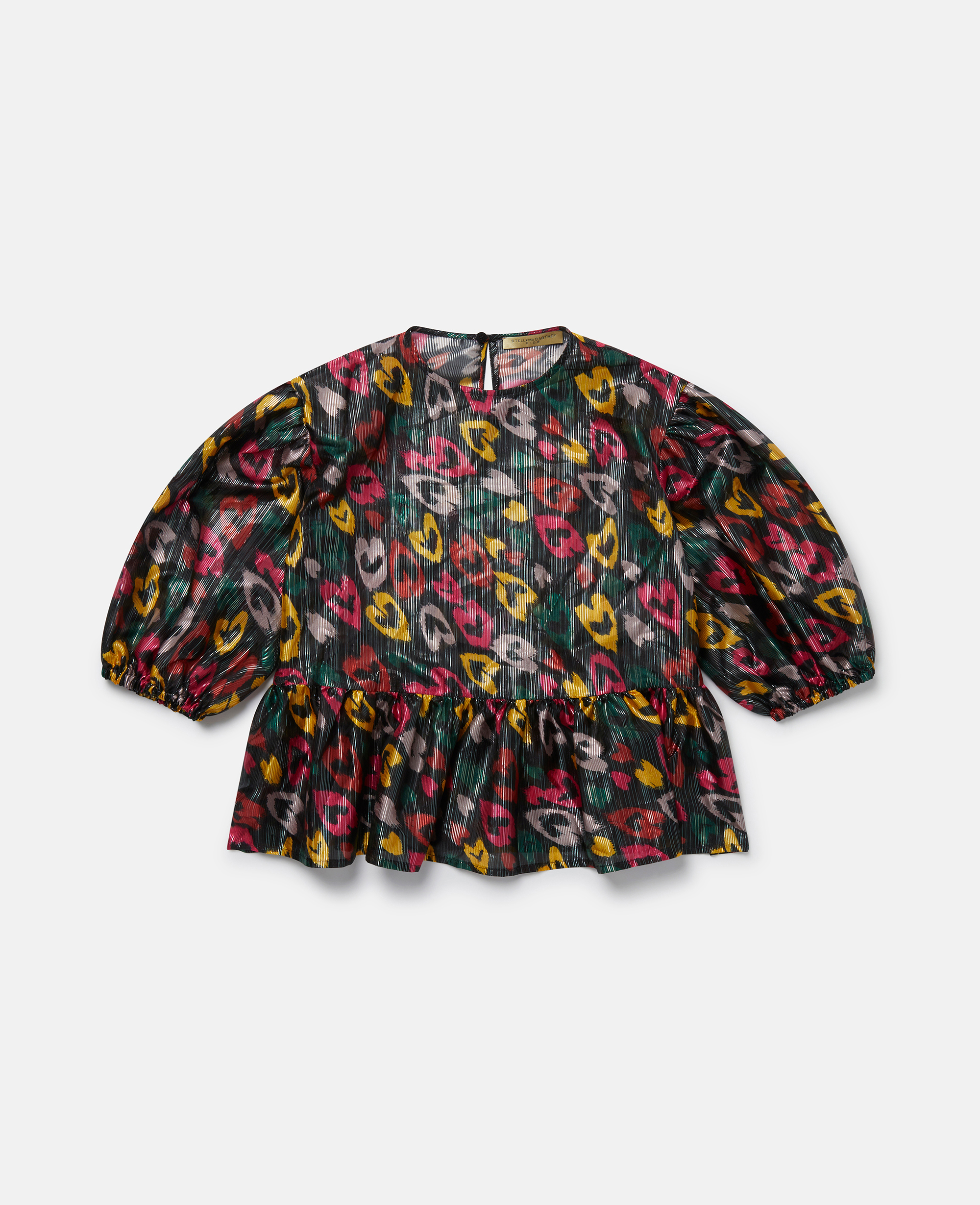 Stella Mccartney Scribbled Heart Print Top In Black Multicolour