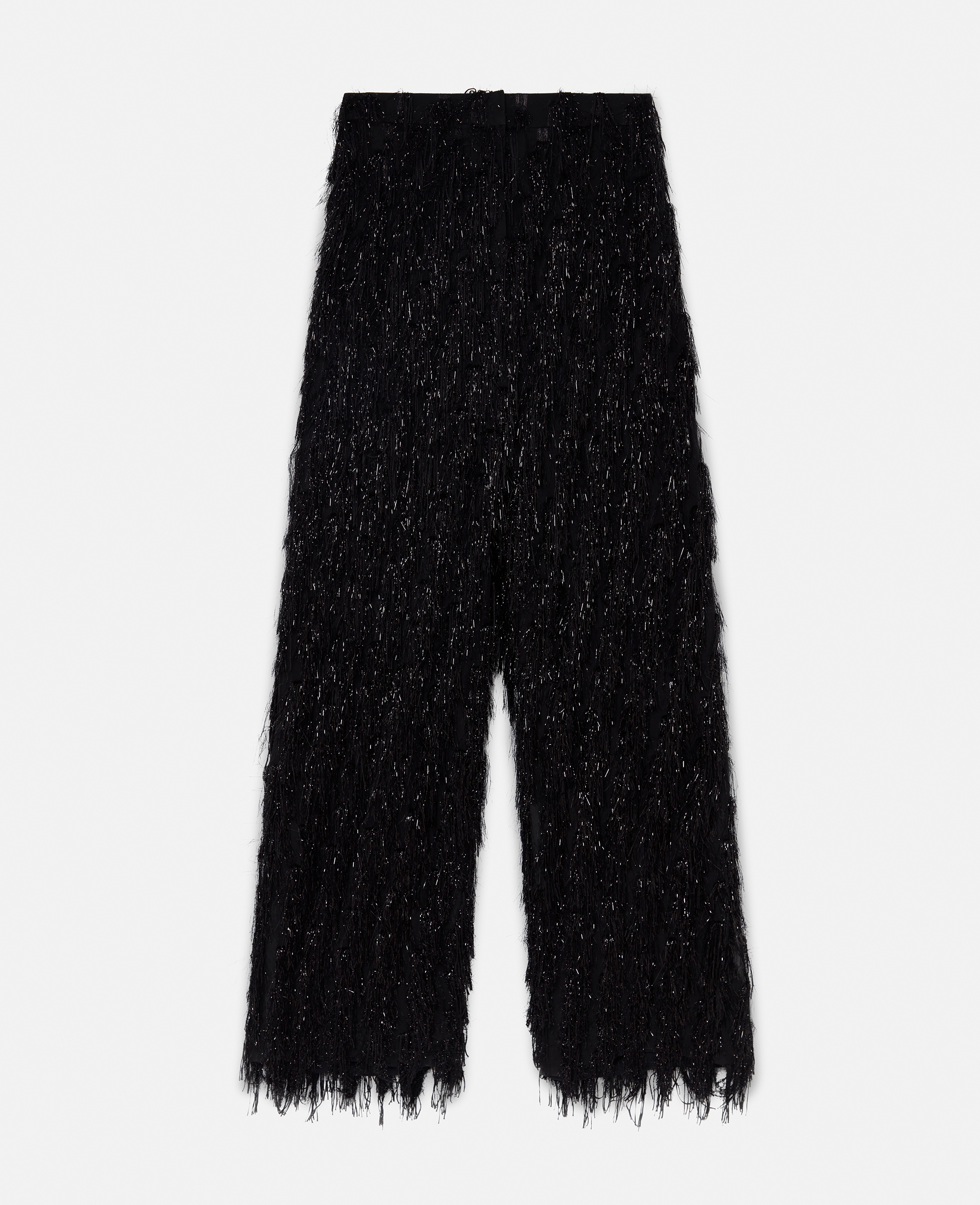 Shop Stella Mccartney Low-rise Glitter Tassel Pants In Black Glitter