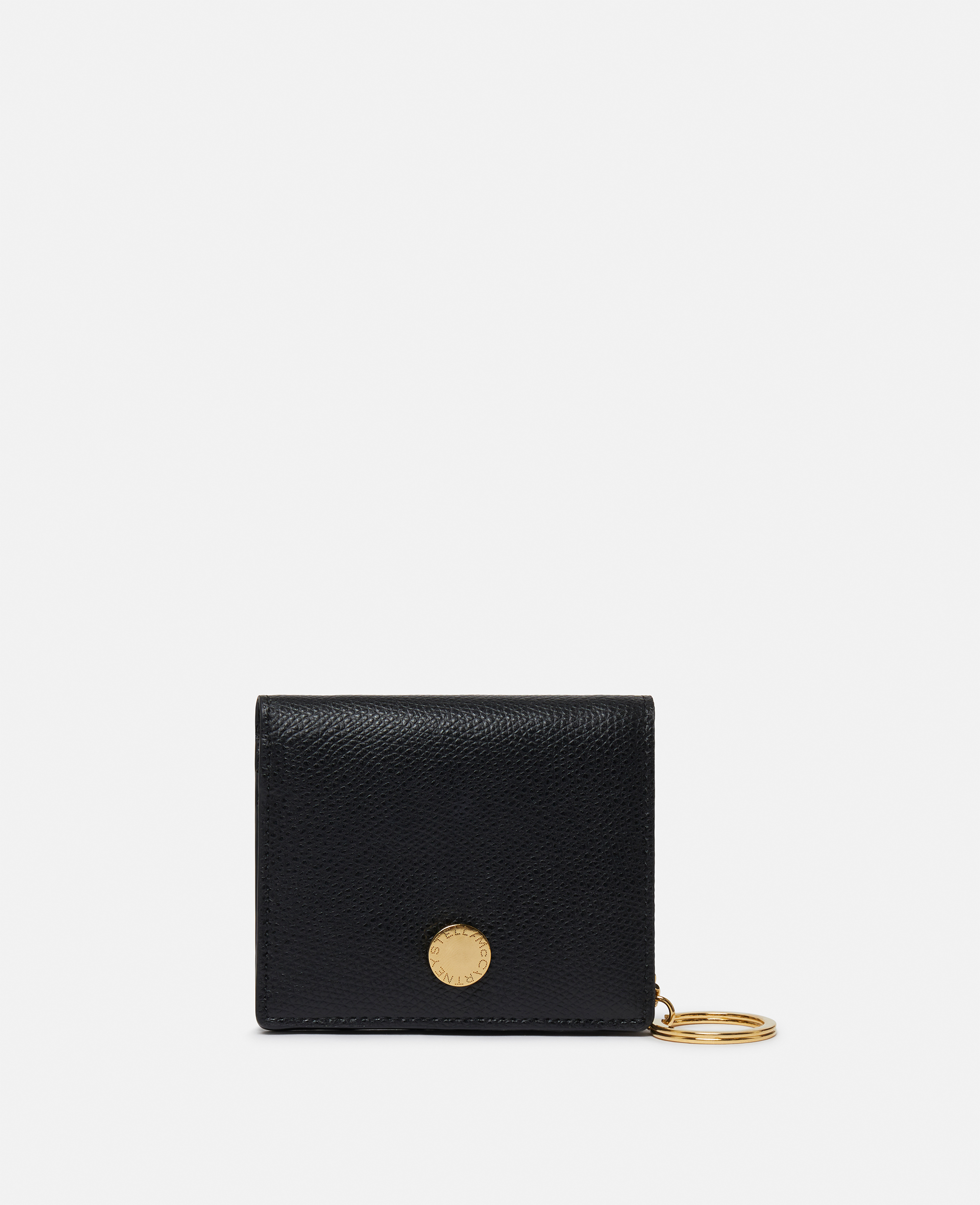 Stella Mccartney Logo Grainy Alter Mat French Wallet In Black