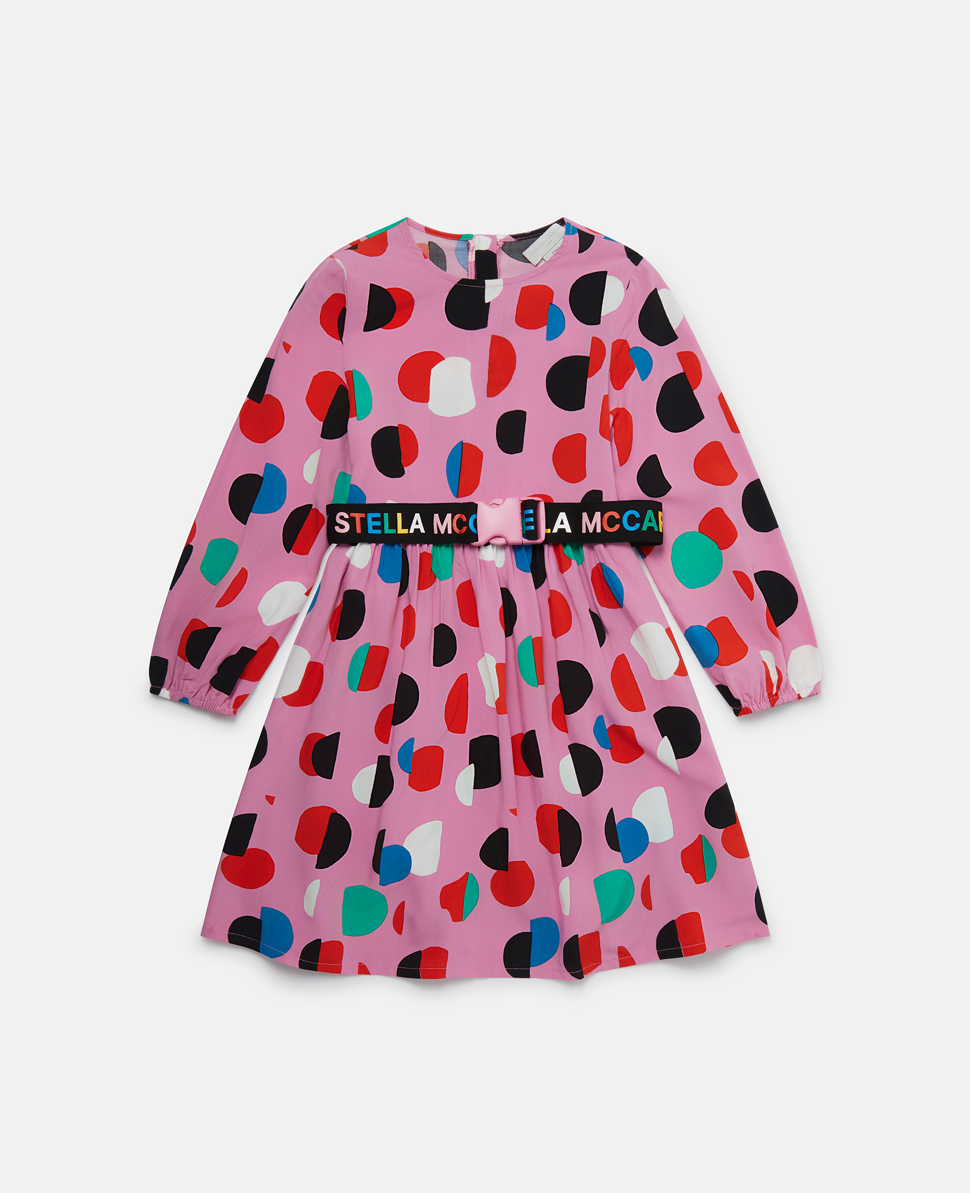 Stella Mccartney Logo Tape Dot Print Dress In Pink Multicolour