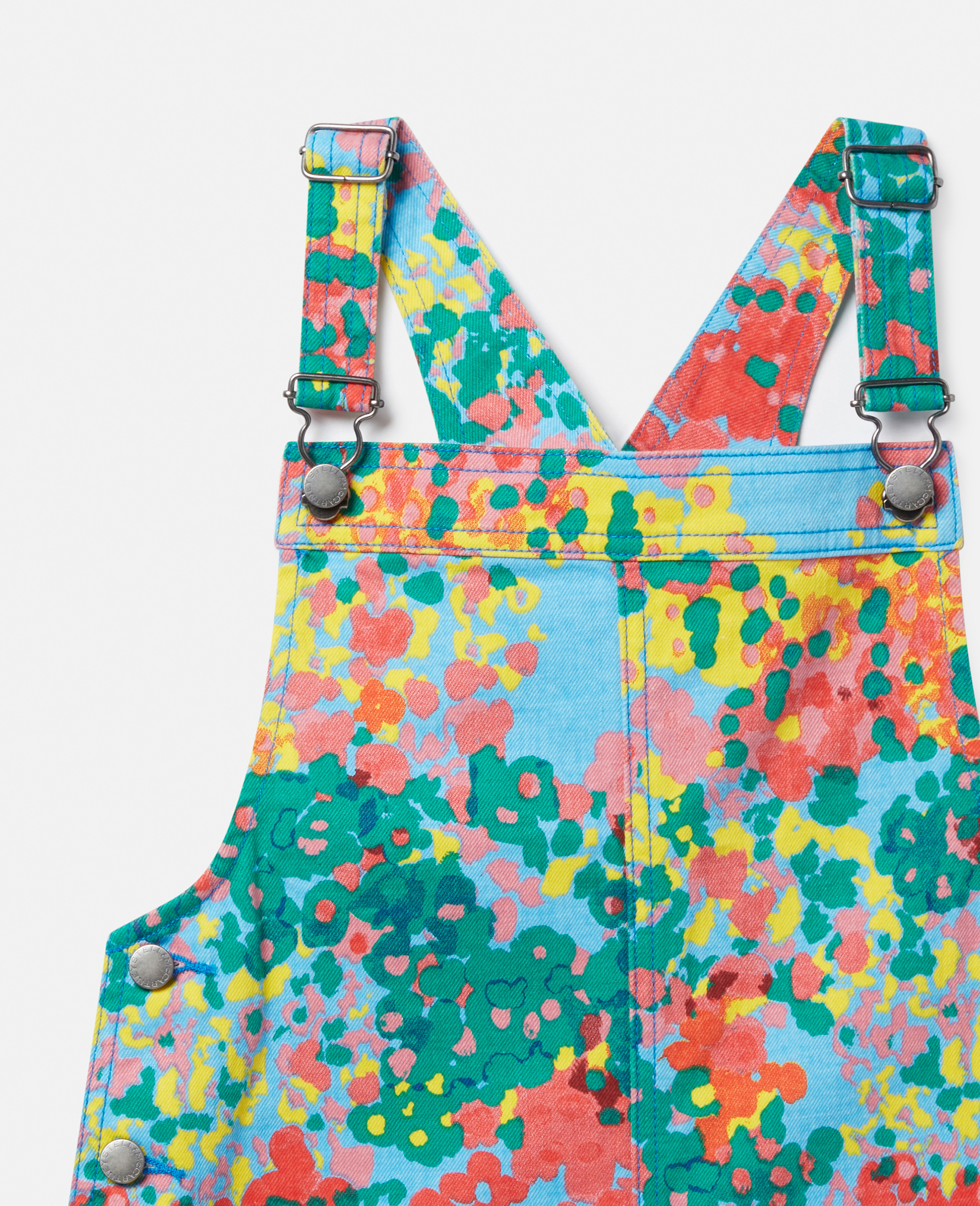 Stella Mccartney Painted Floral Print Dungaree Dress In Multicolour