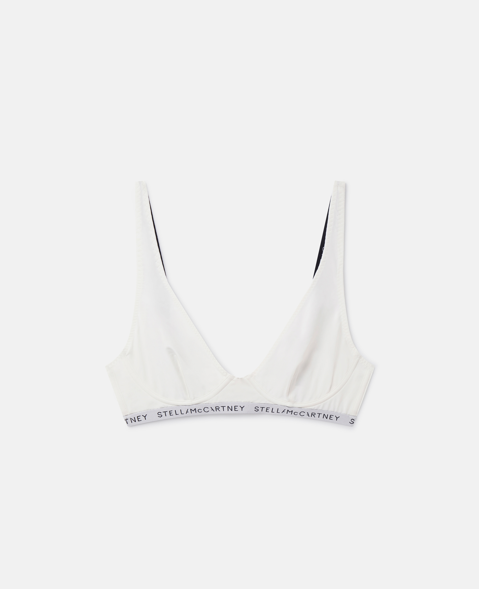 Shop Stella Mccartney Logo Tape Underwired Triangle Bra In White