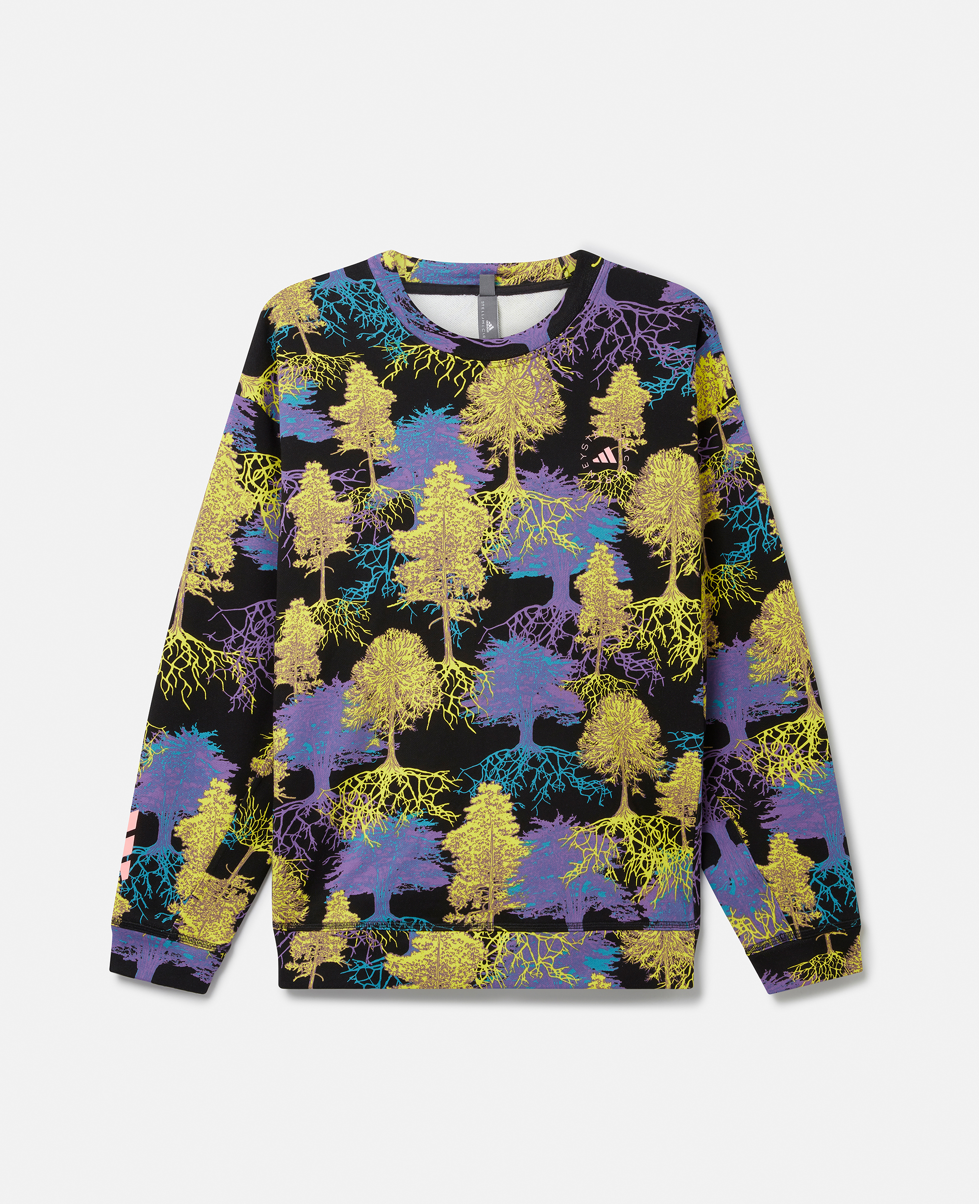 Stella Mccartney Psychedelic Tree Print Sweatshirt In Black/shock Slime/deep Lilac/blue Bay