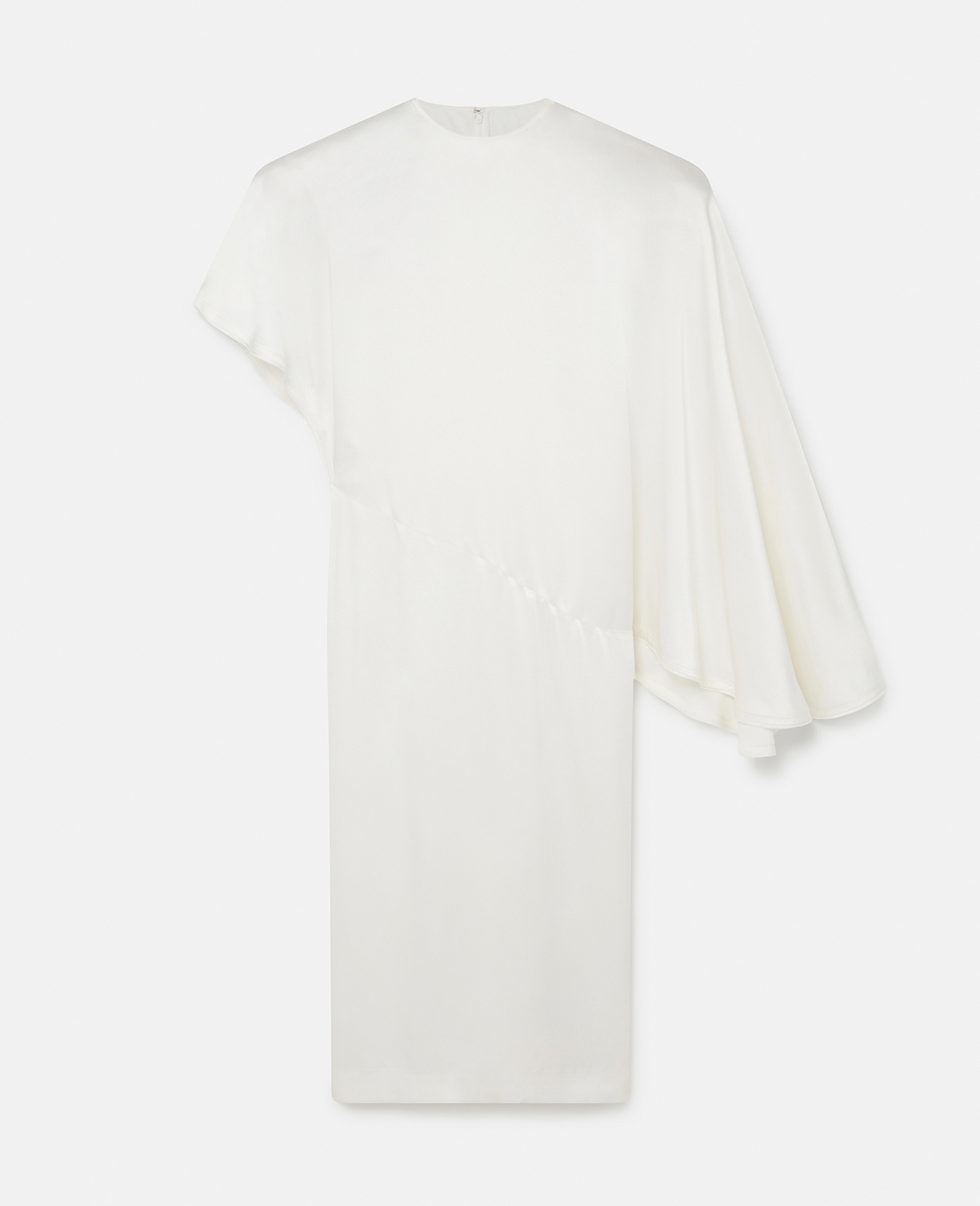 Shop Stella Mccartney Strong Shoulder Asymmetric Midi Dress In Pure White