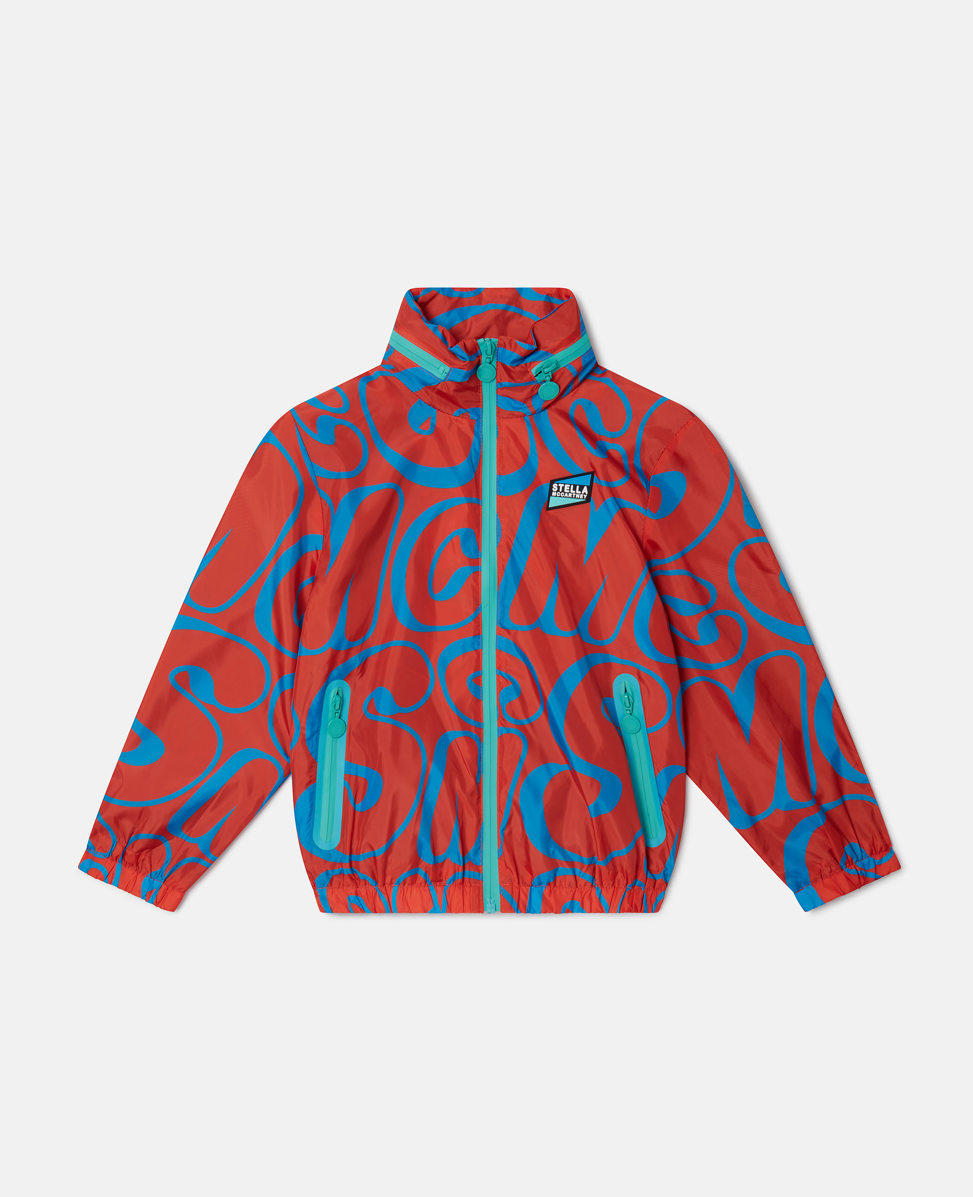 Stella Mccartney Kids' Smc Print Hooded Jacket In Red/blue