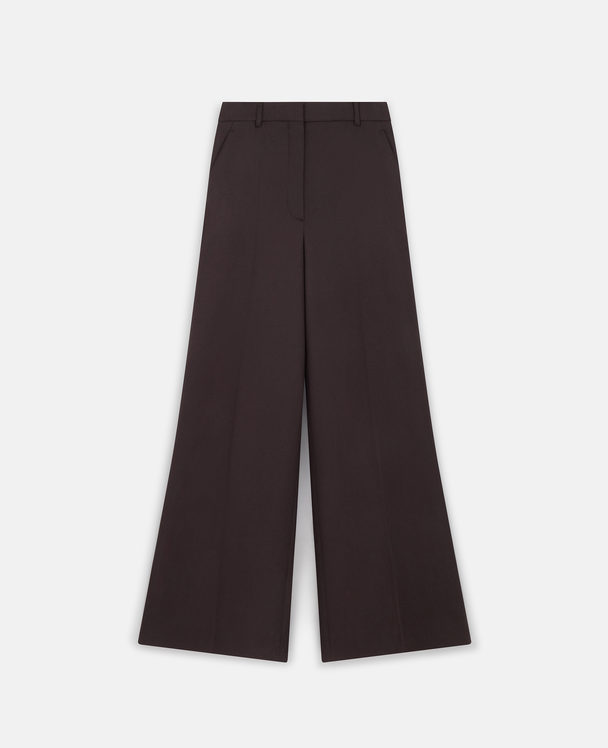 Shop Stella Mccartney High-rise Wide-leg Wool Trousers In Dark Chocolate Brown
