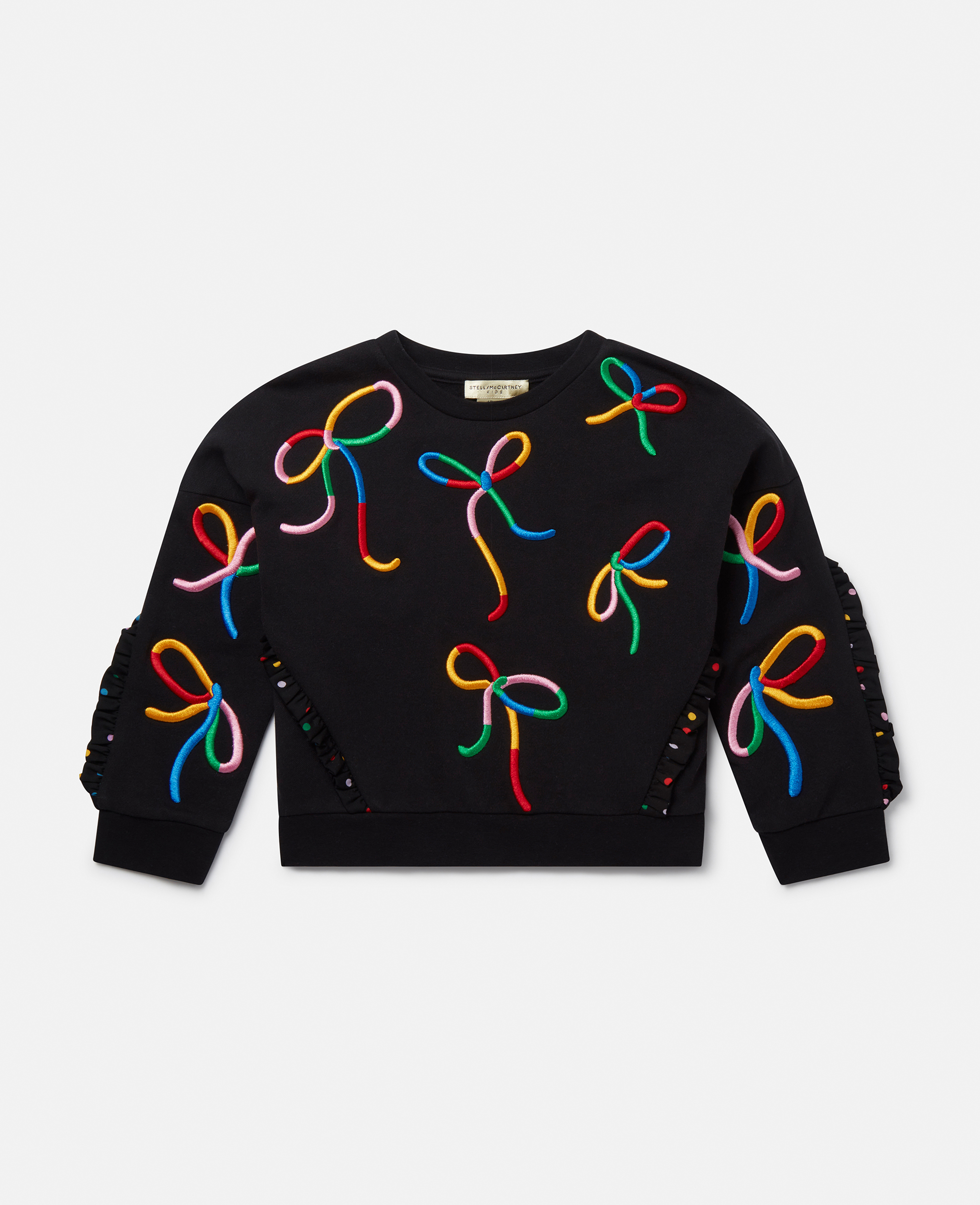 Shop Stella Mccartney Ribbon Print Frilled Sweatshirt In Multicolor