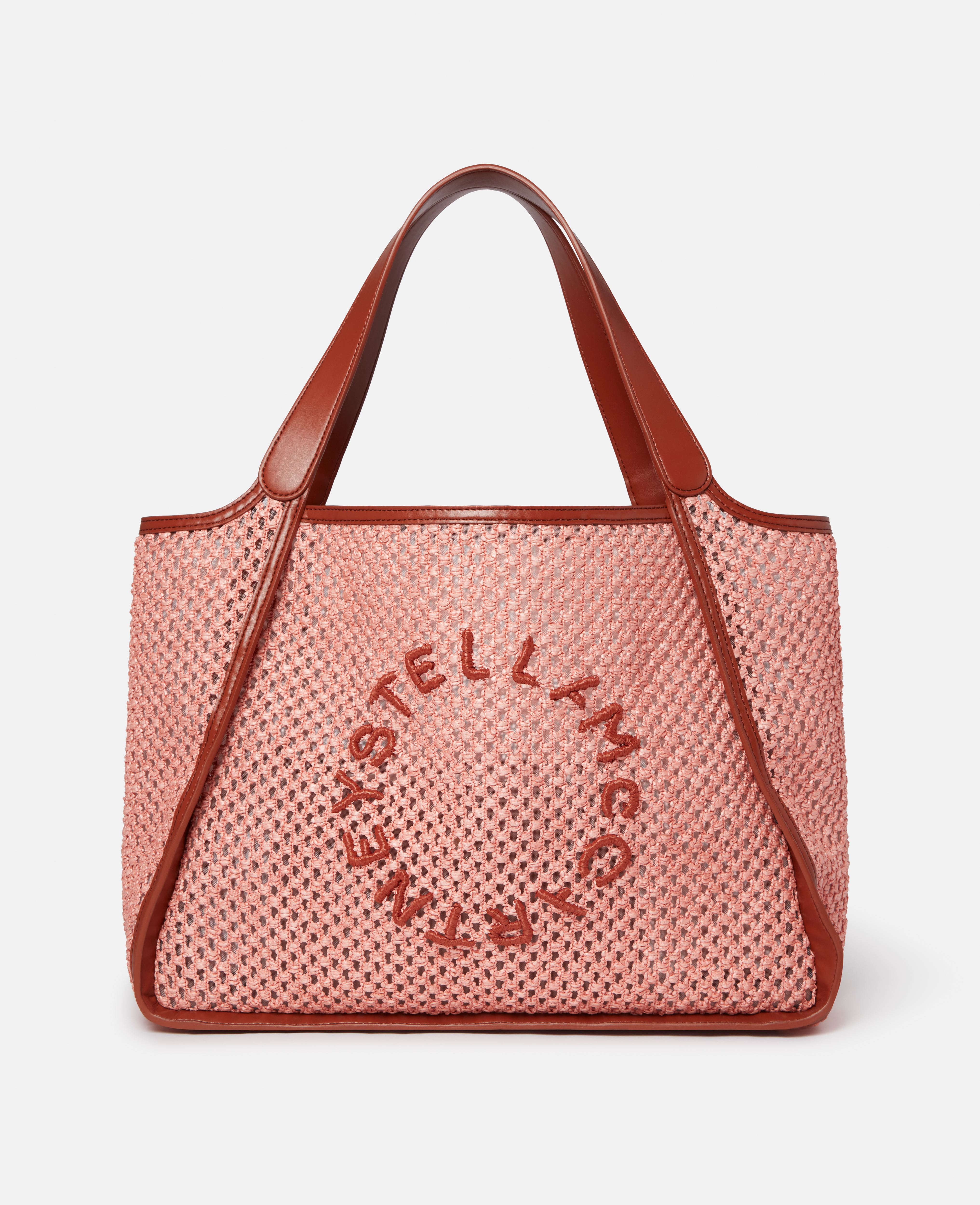 Stella Mccartney Stella Logo Raffia Tote Bag In Crab Apple