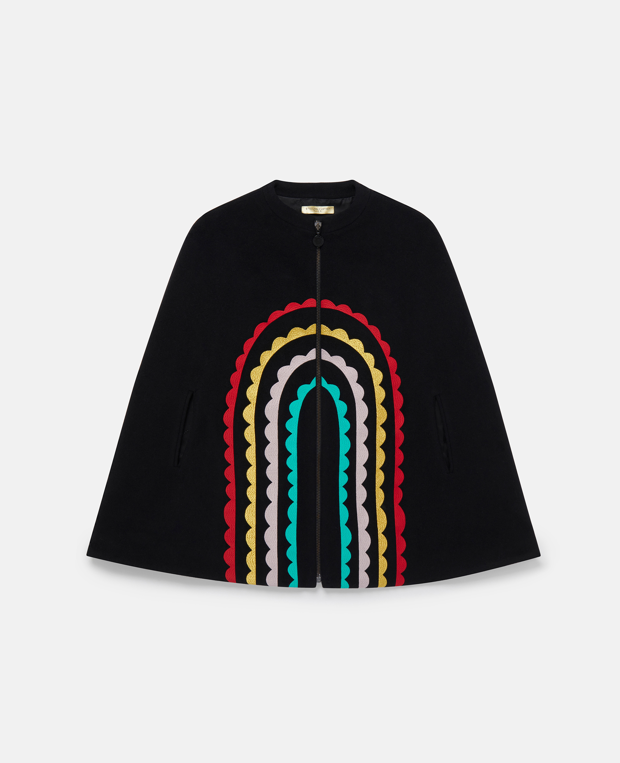 Stella Mccartney Rainbow Arch Cape Coat In Black