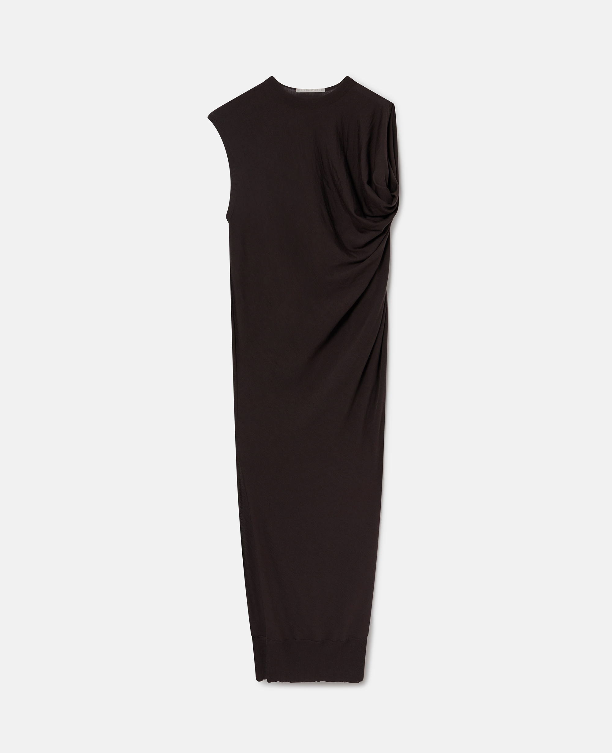Shop Stella Mccartney Asymmetric Draped Maxi Dress In Chocolate Brown