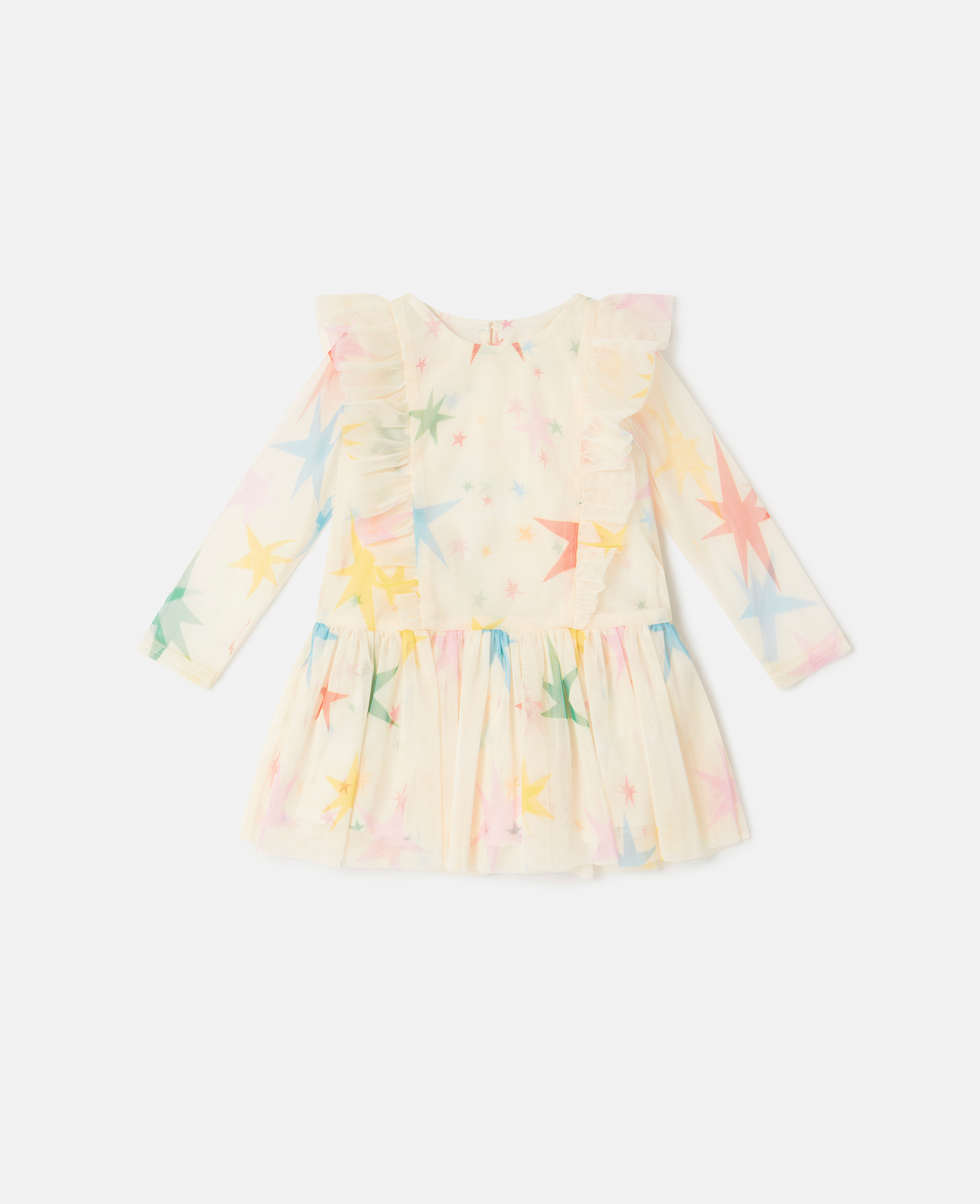 Shop Stella Mccartney Star Pattern Frilled Tulle Dress In Multicolor