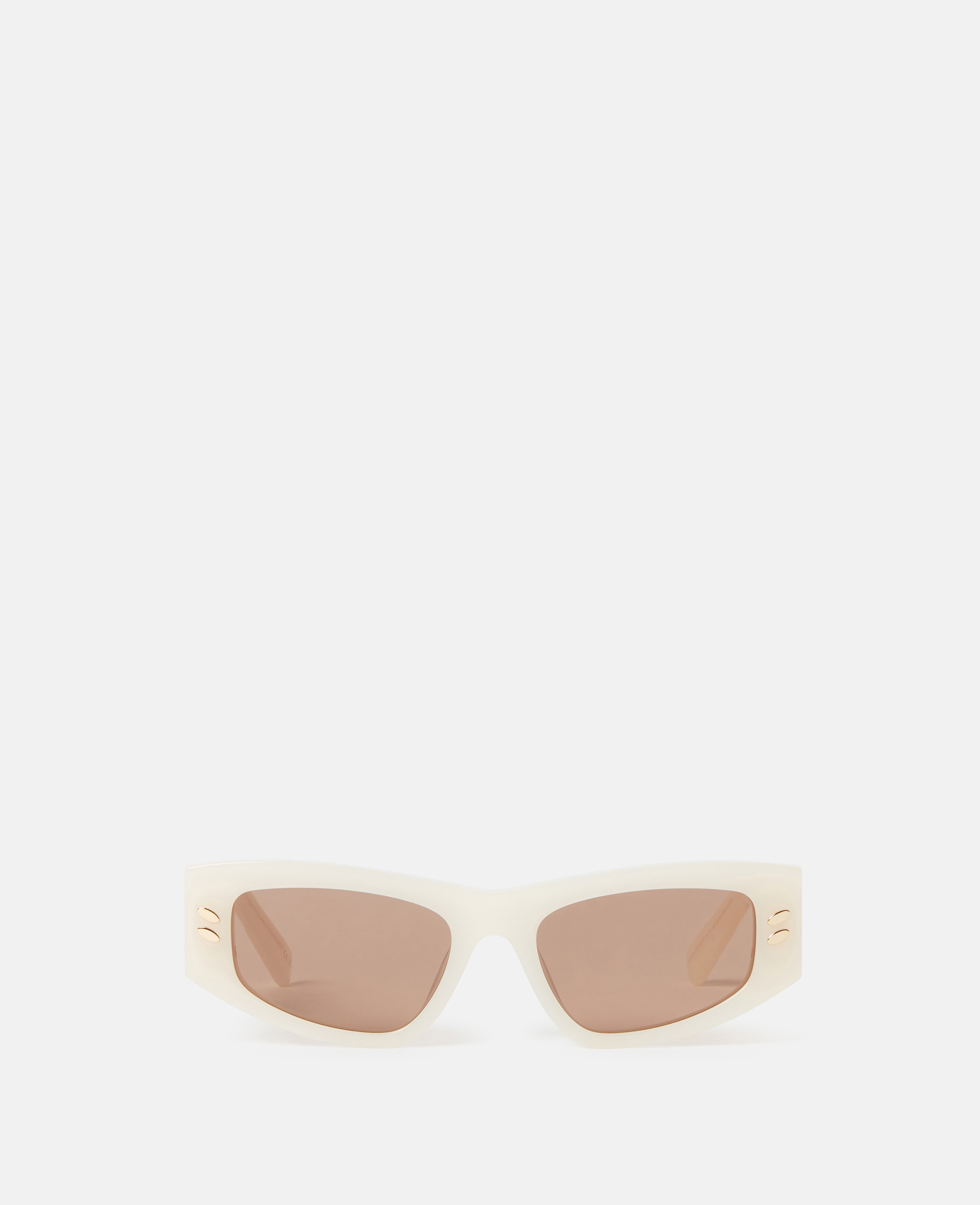 Shop Stella Mccartney Falabella Rectangular Sunglasses In Opaline White