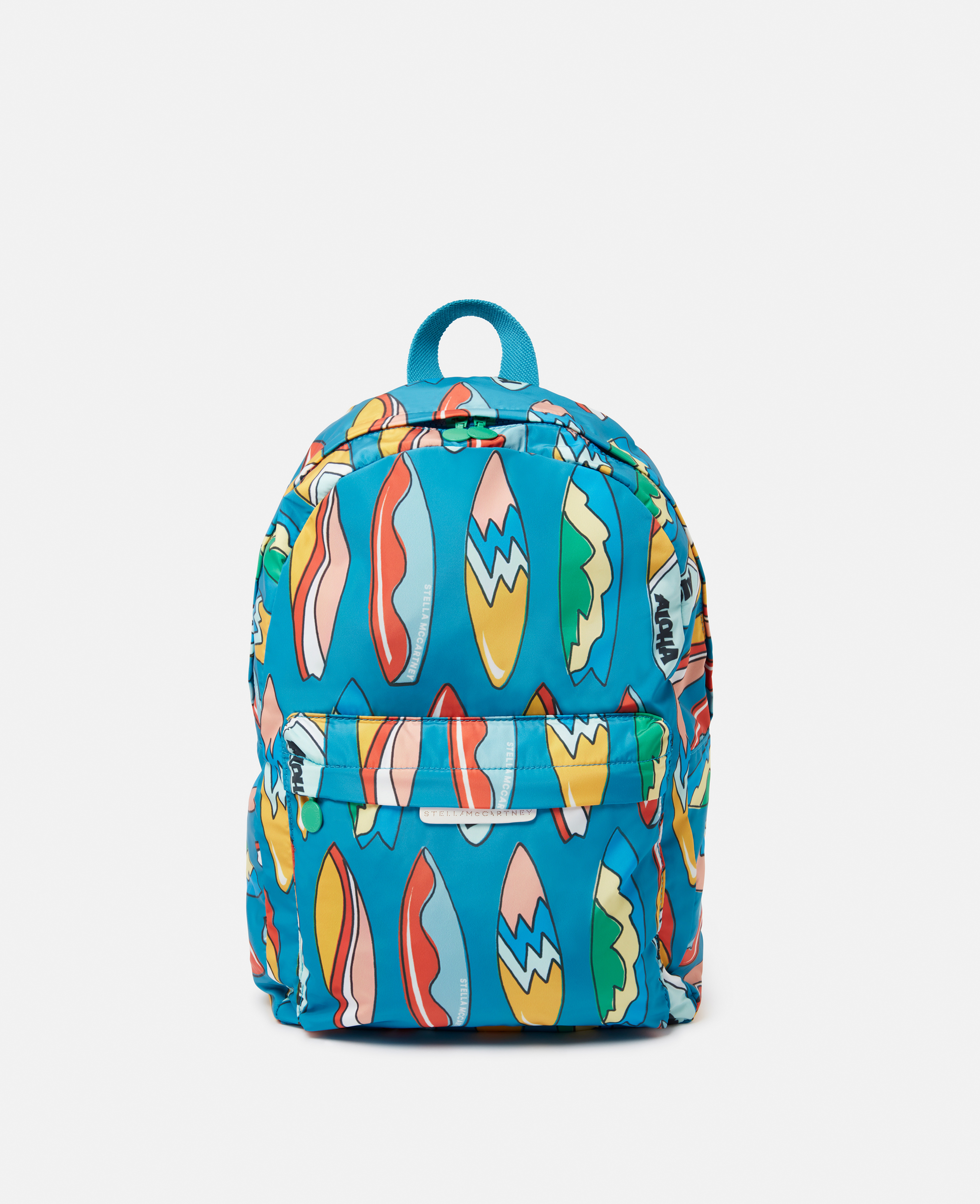 Stella Mccartney Kids' Surfboard Print Backpack In Blue Multicolour