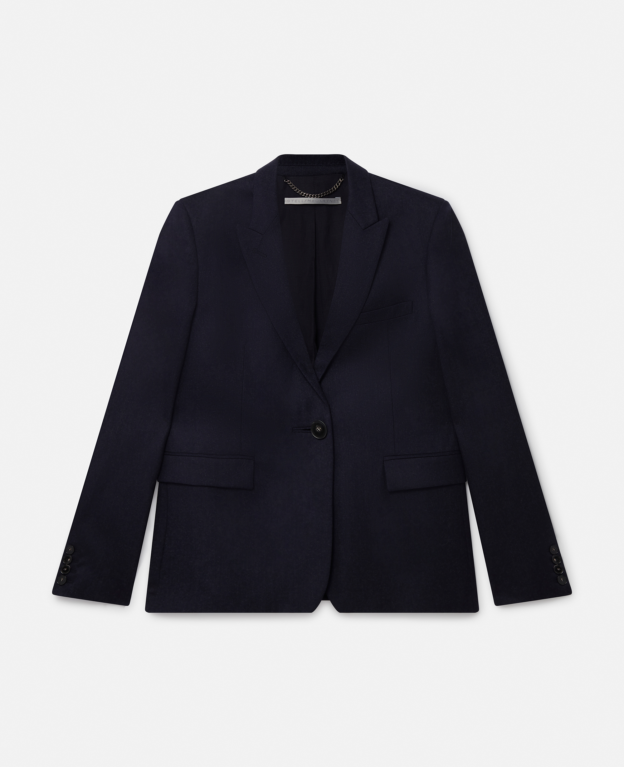 Shop Stella Mccartney Single Breasted Wool Blazer In Deep Navy