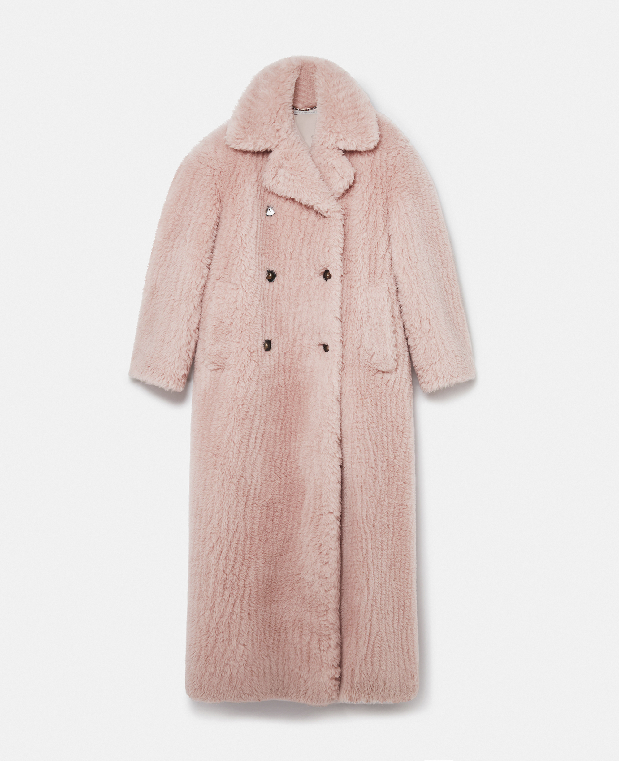 Shop Stella Mccartney Oversized Plush Teddy Long Coat In Dusty Pink