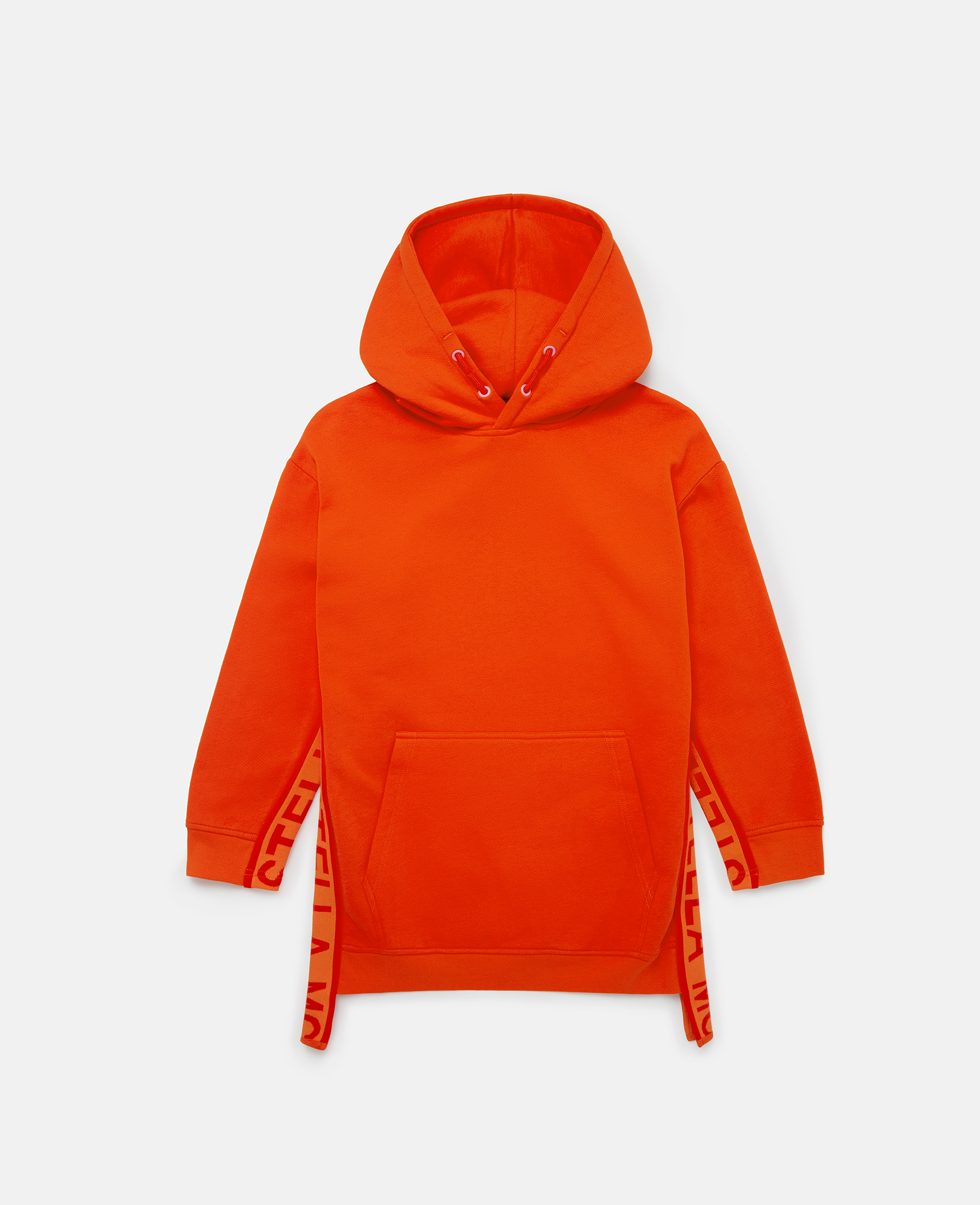 Stella Mccartney Logo Tape Longline Hoodie In Red