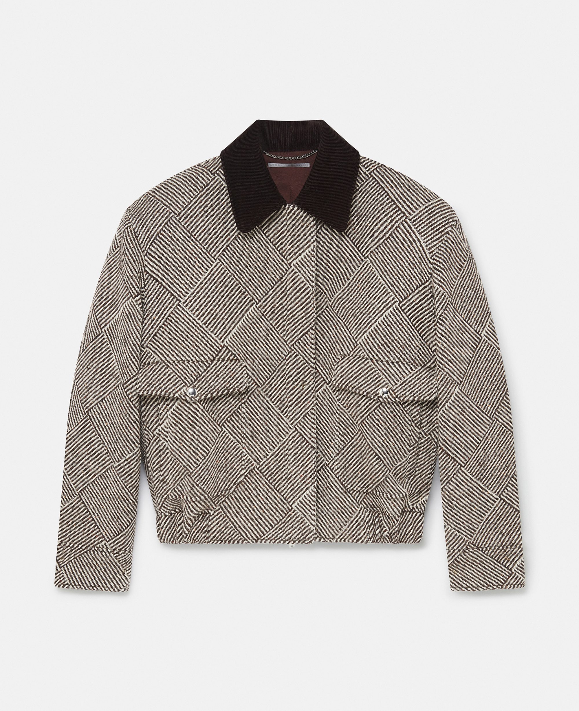 Shop Stella Mccartney Oversized Tweed Bomber Jacket In Beige Tweed