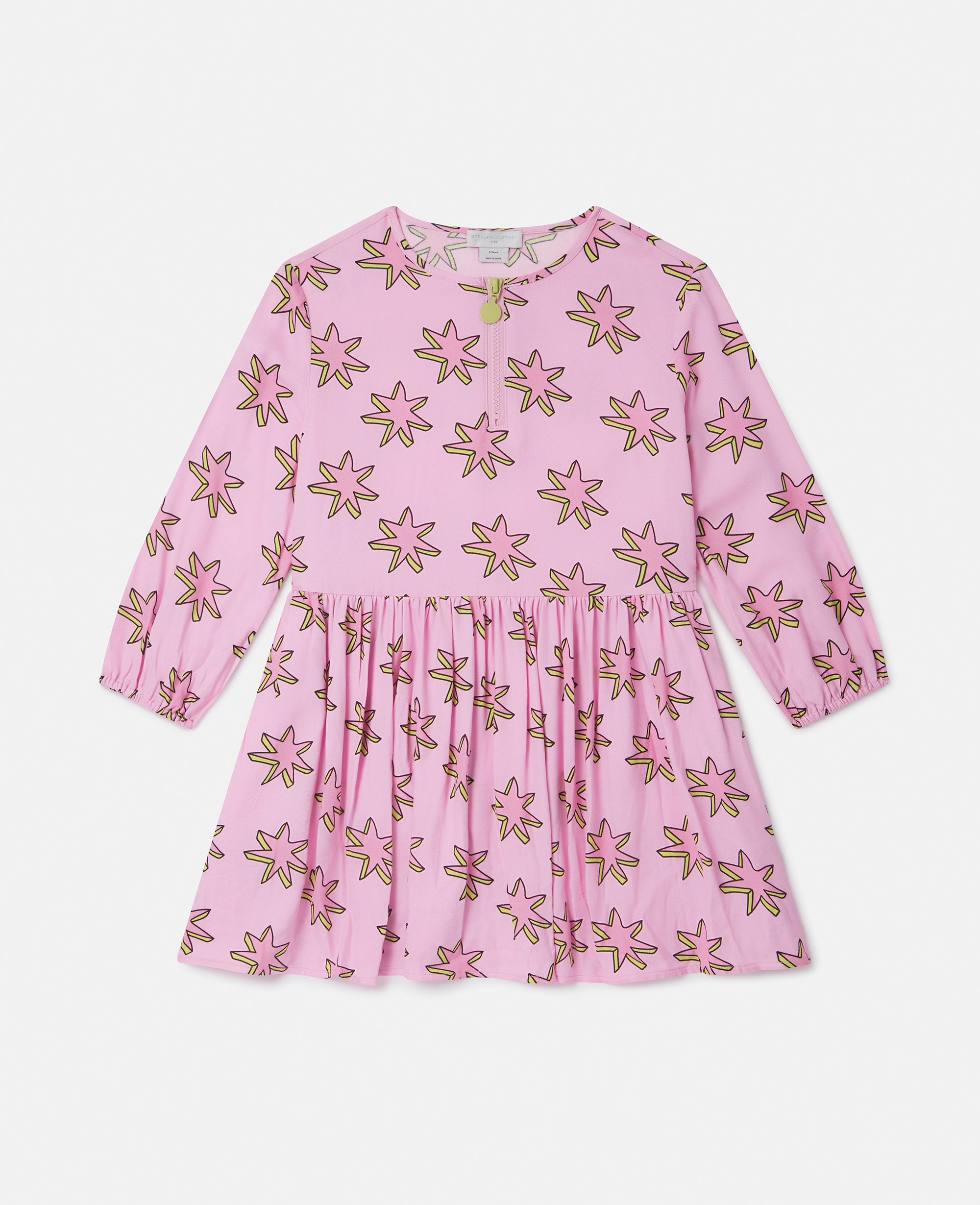 Shop Stella Mccartney Shooting Stars Pleated Dress In Pink Multicolor