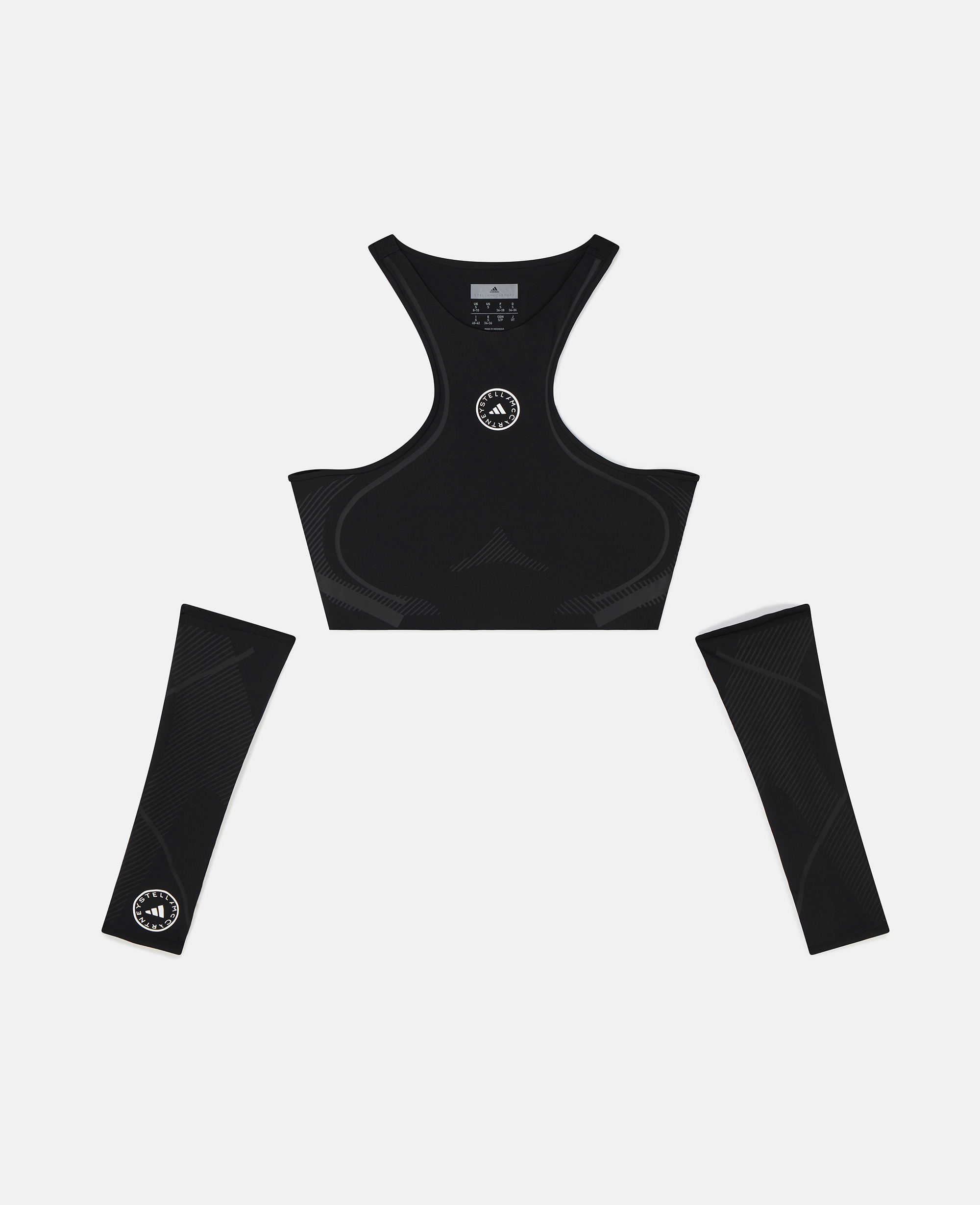 Shop Stella Mccartney Truepace Running Crop Top With Arm Guards In Black