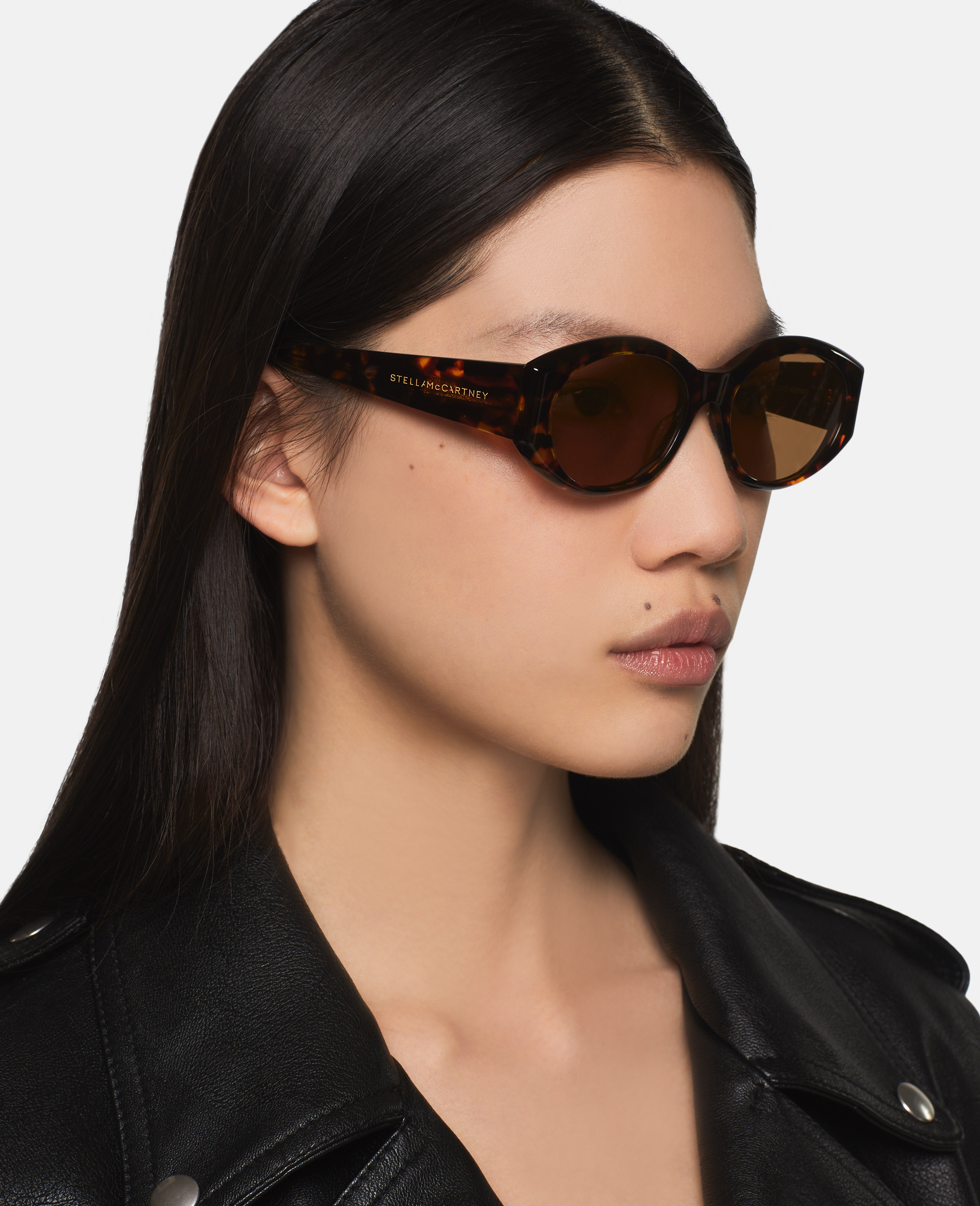 Stella Mccartney Falabella Oval Sunglasses In Brown