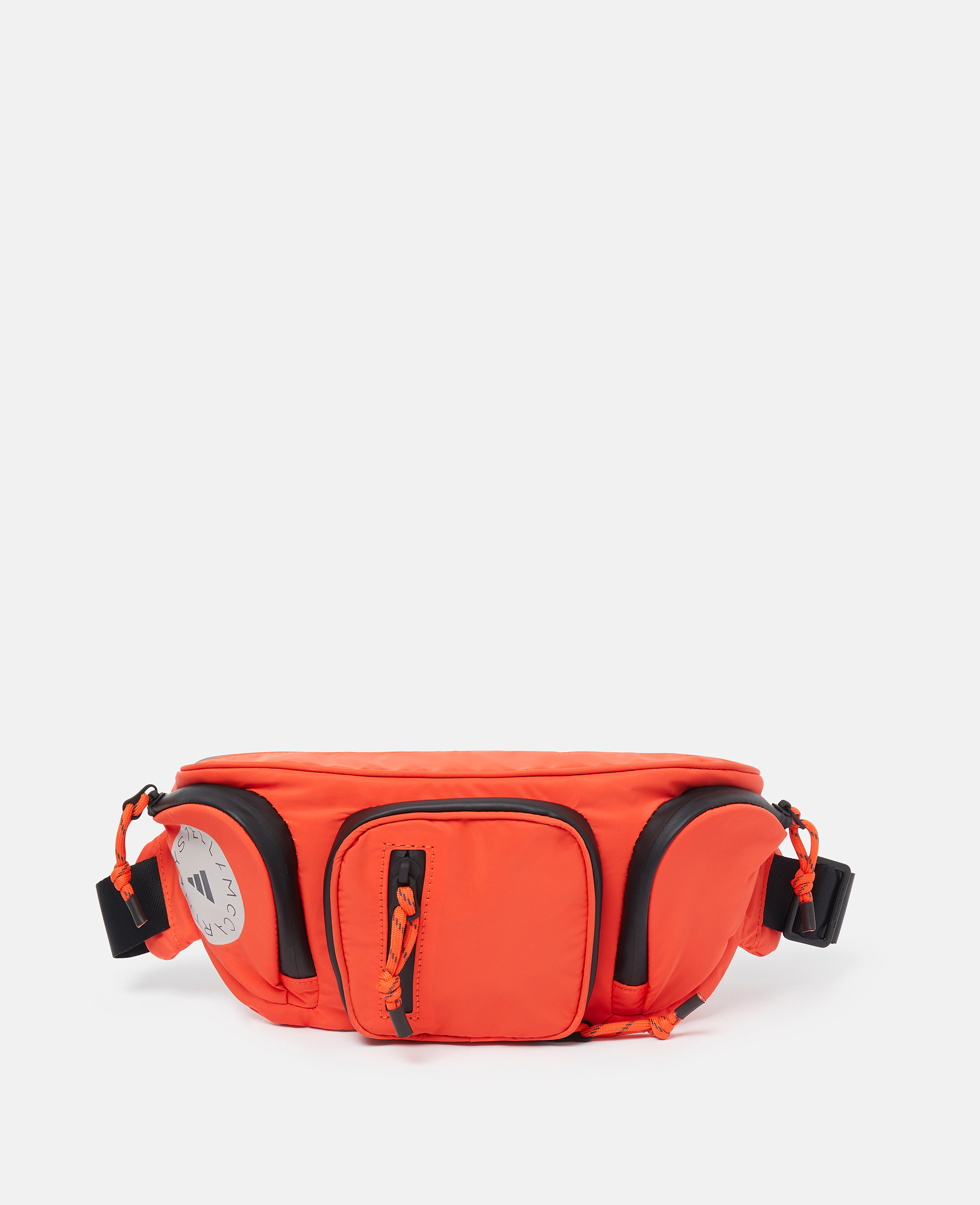 Stella Mccartney Logo 24/7 Bum Bag In Active Orange/chalk Pearl/utility Black