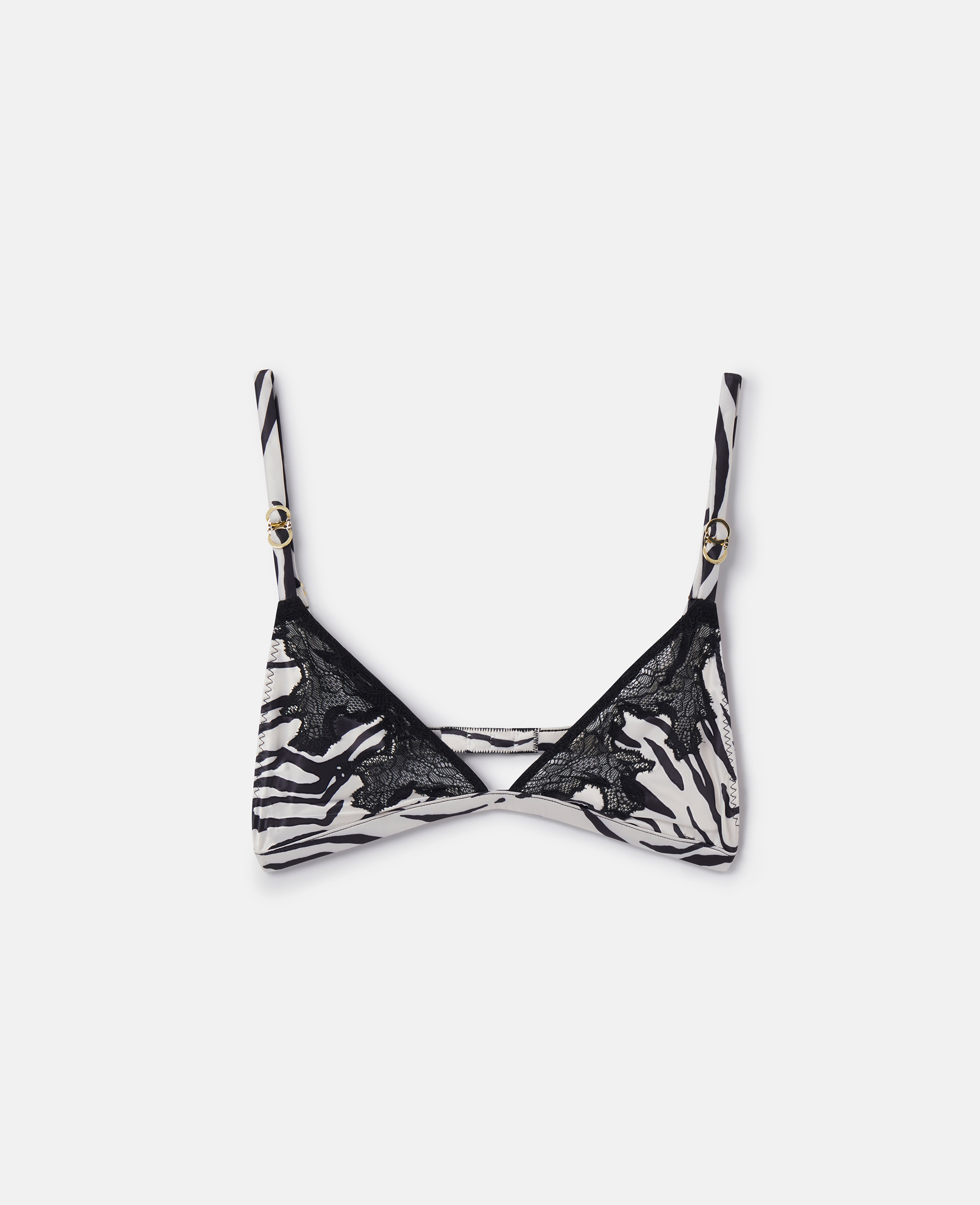 Shop Stella Mccartney Zebra Print Satin Soft Cup Bra In Black/white