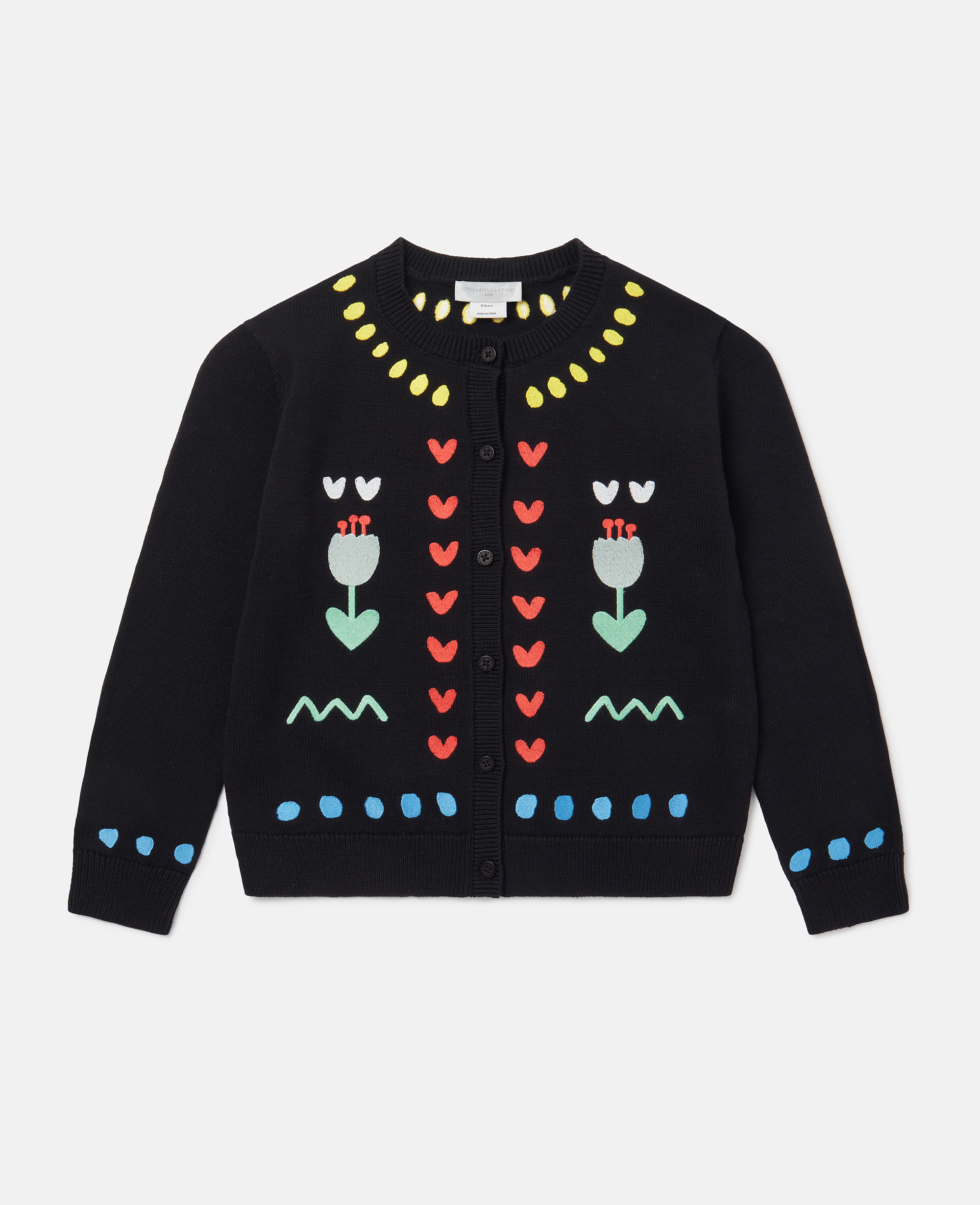 Stella Mccartney Tulip Appliqué Cardigan In Black