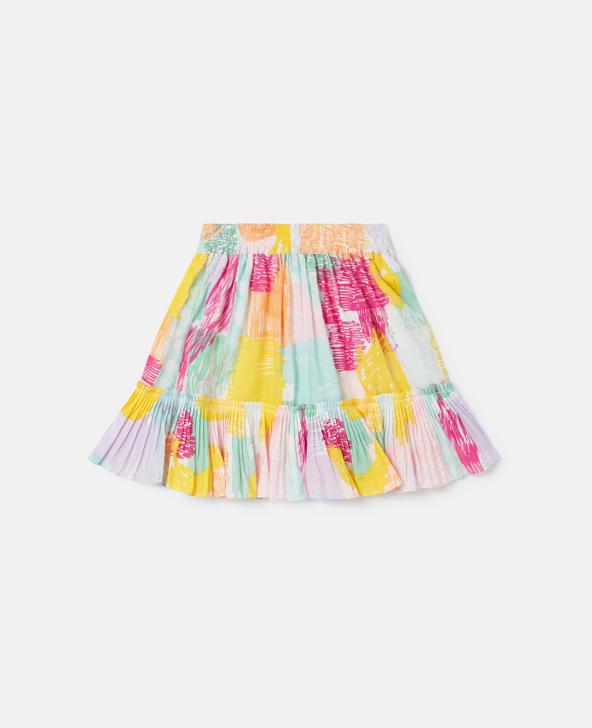 Stella Mccartney Abstract Doodle Print Ruffle Skater Skirt In Multicolour