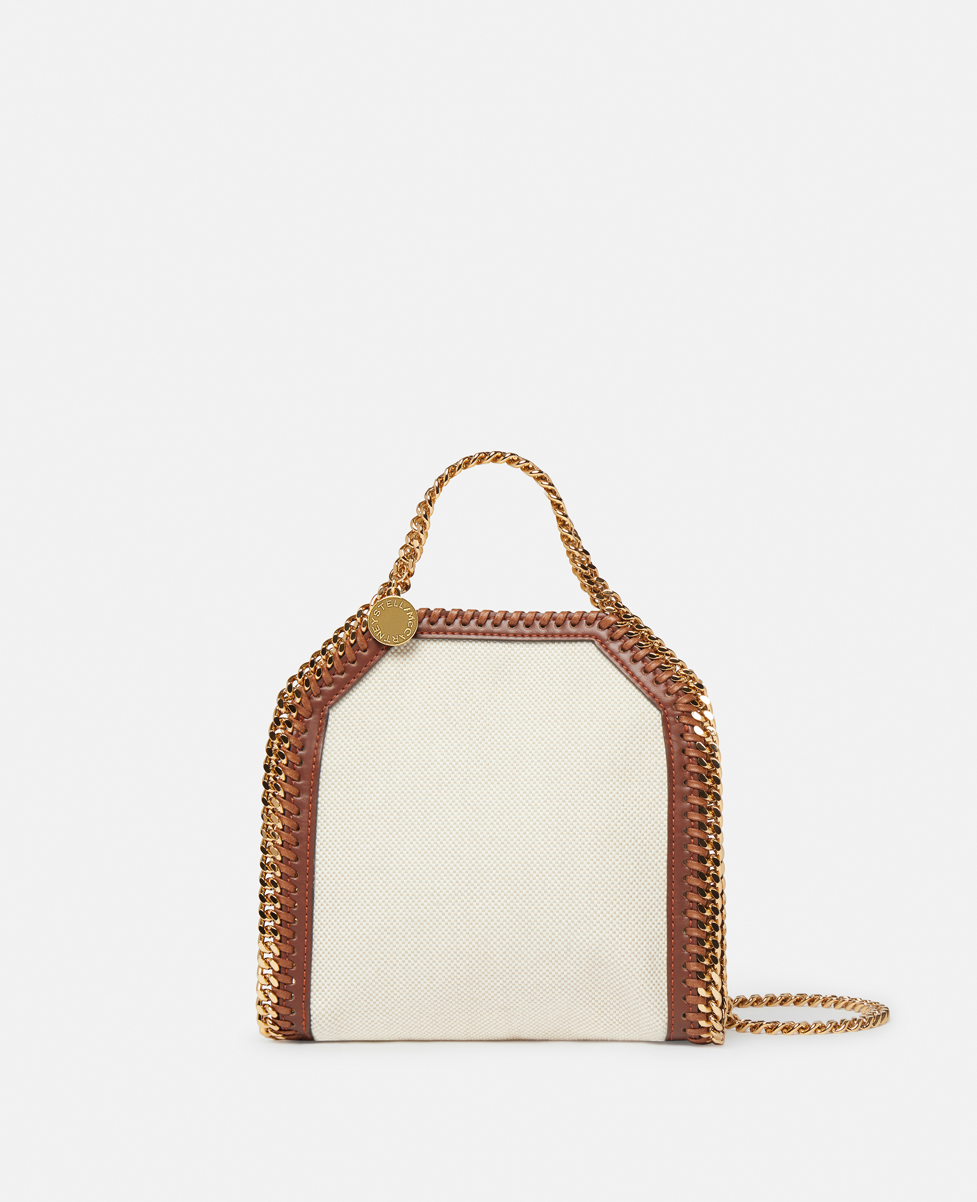 Stella Mccartney Falabella Cotton Canvas Tiny Tote Bag In Ecru